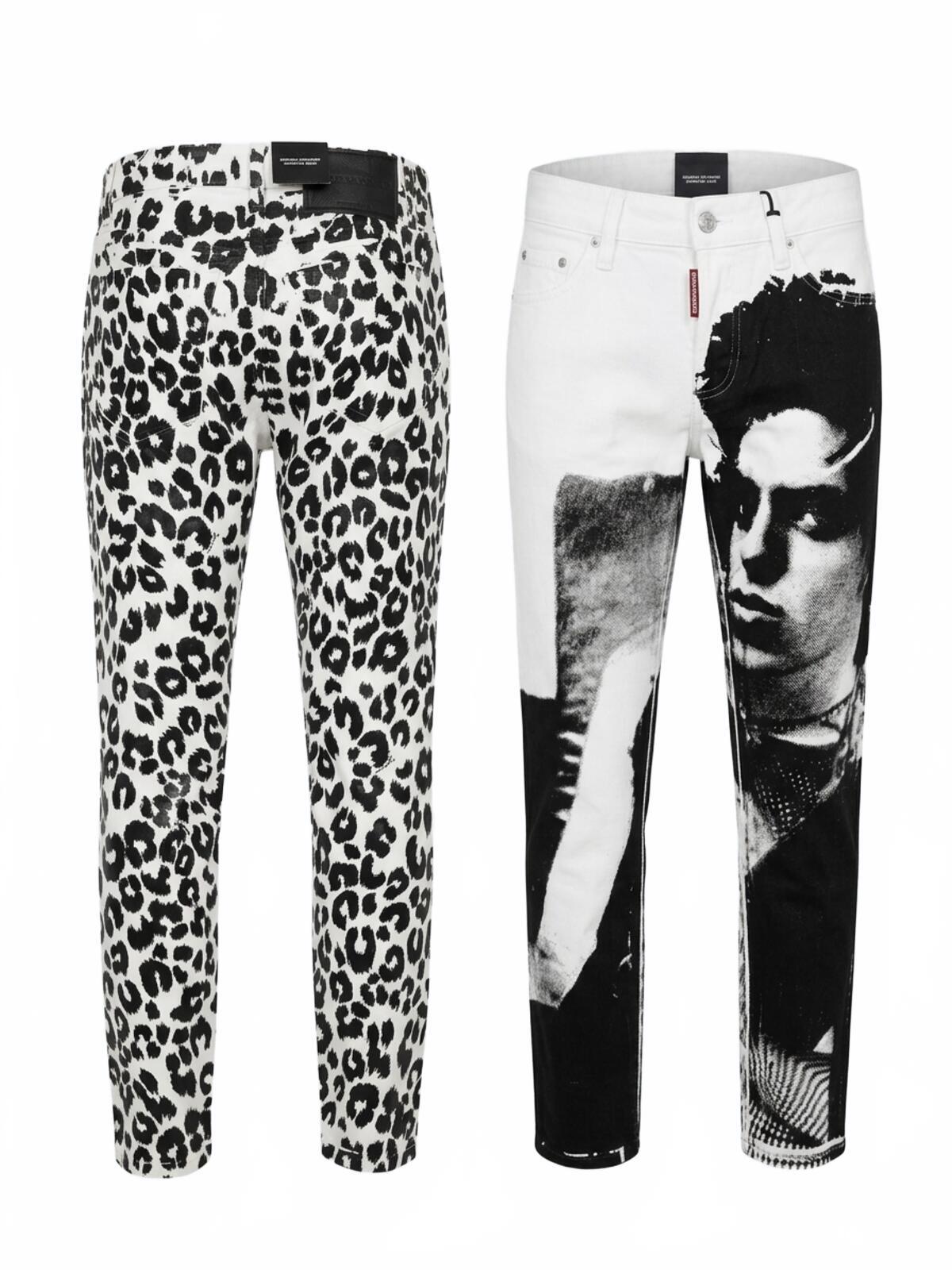 Dsquared2 Runway Straight Cropped Jean White Leopard Print IT 38 W30 | NWT