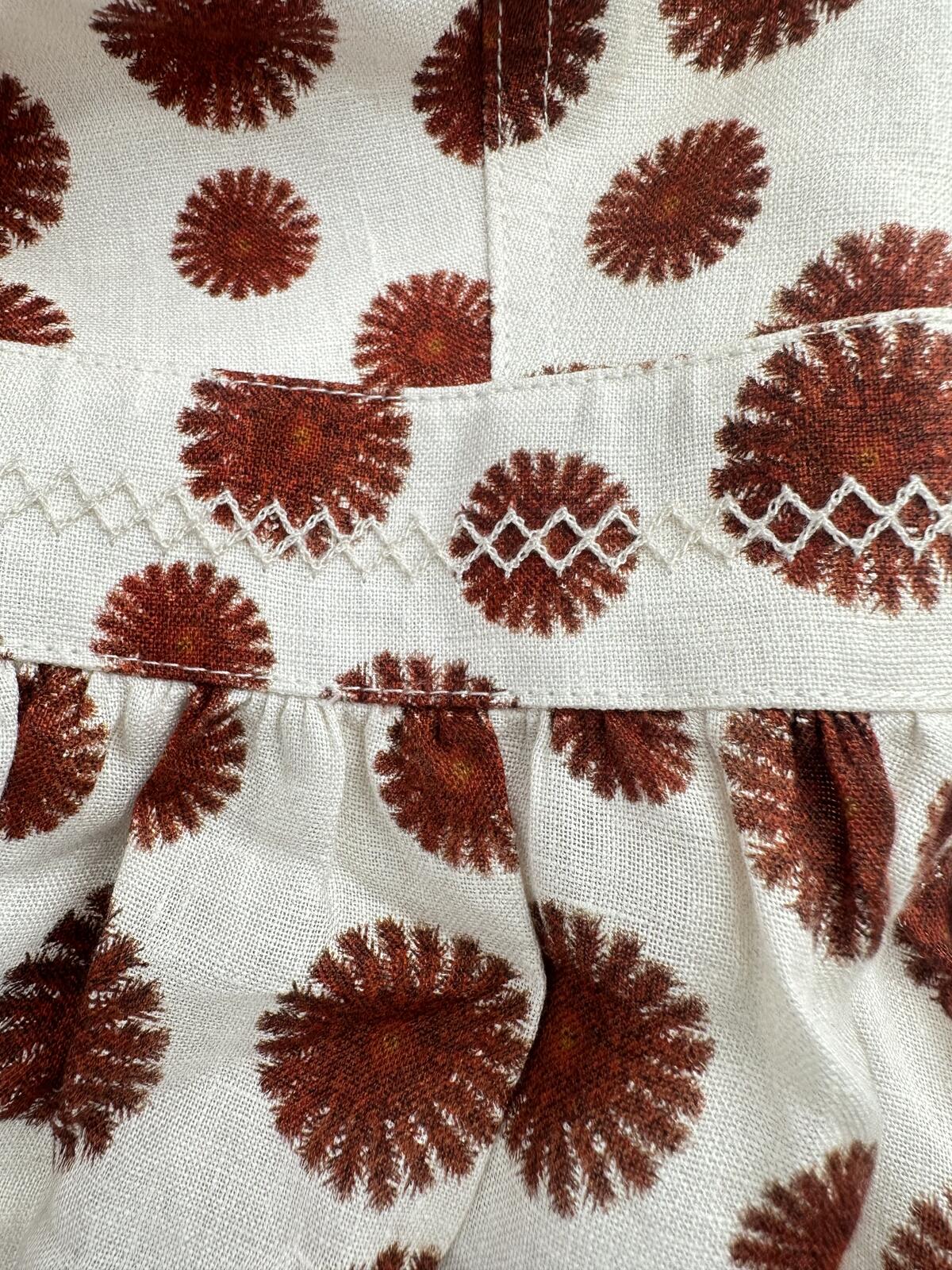 Agua Bendita Acacia Bustier Linen Midi Dress White Red Print Size L | NWT