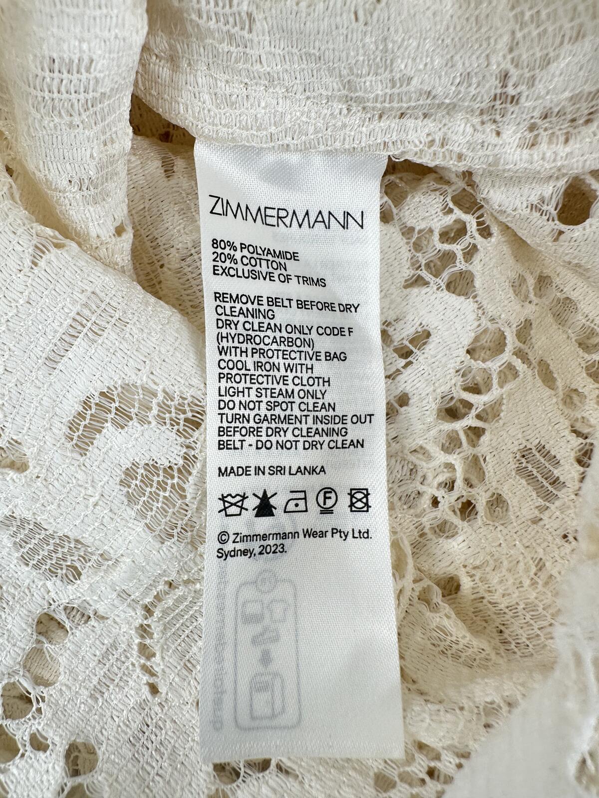 Zimmermann Matchmaker Lace Sheath Dress Cream Long Sleeve Size S US 4 | NWT