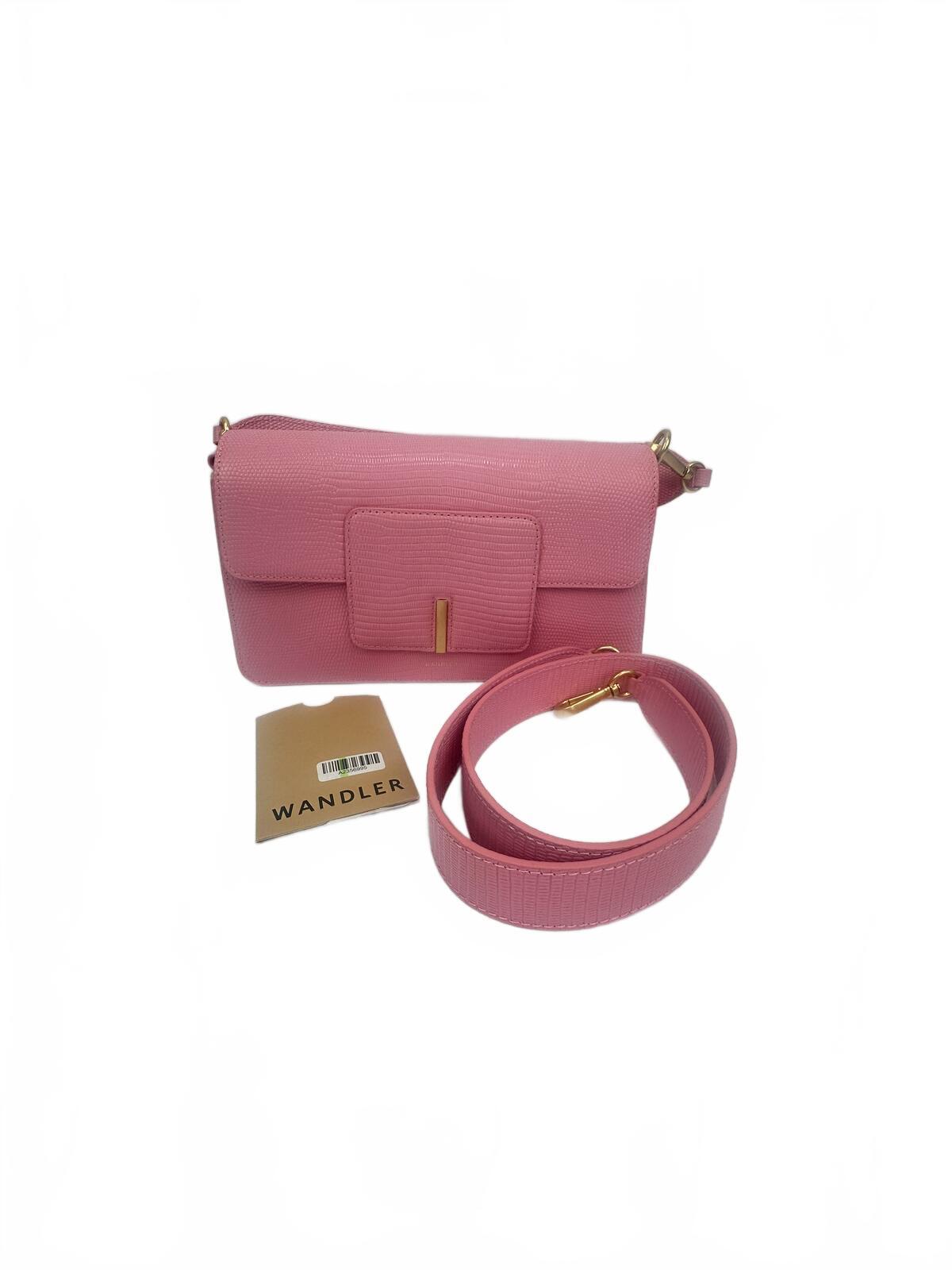 Wandler Georgia Pink Lizard-Embossed Leather Shoulder Bag | NWT