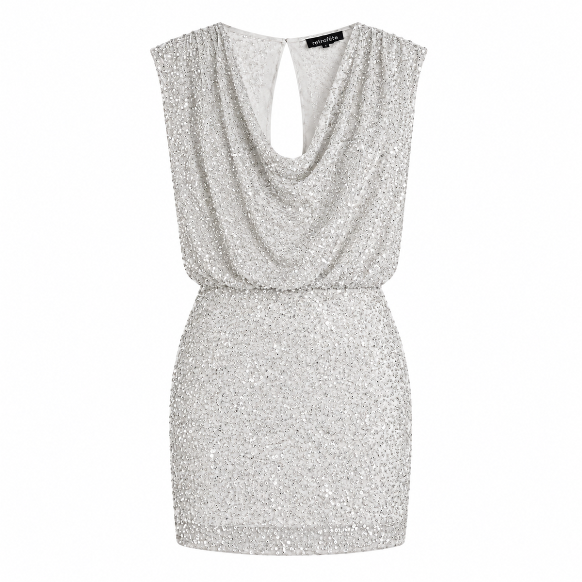 Retrofête Yvette Embellished Tulle Sequin Cowl Mini Dress