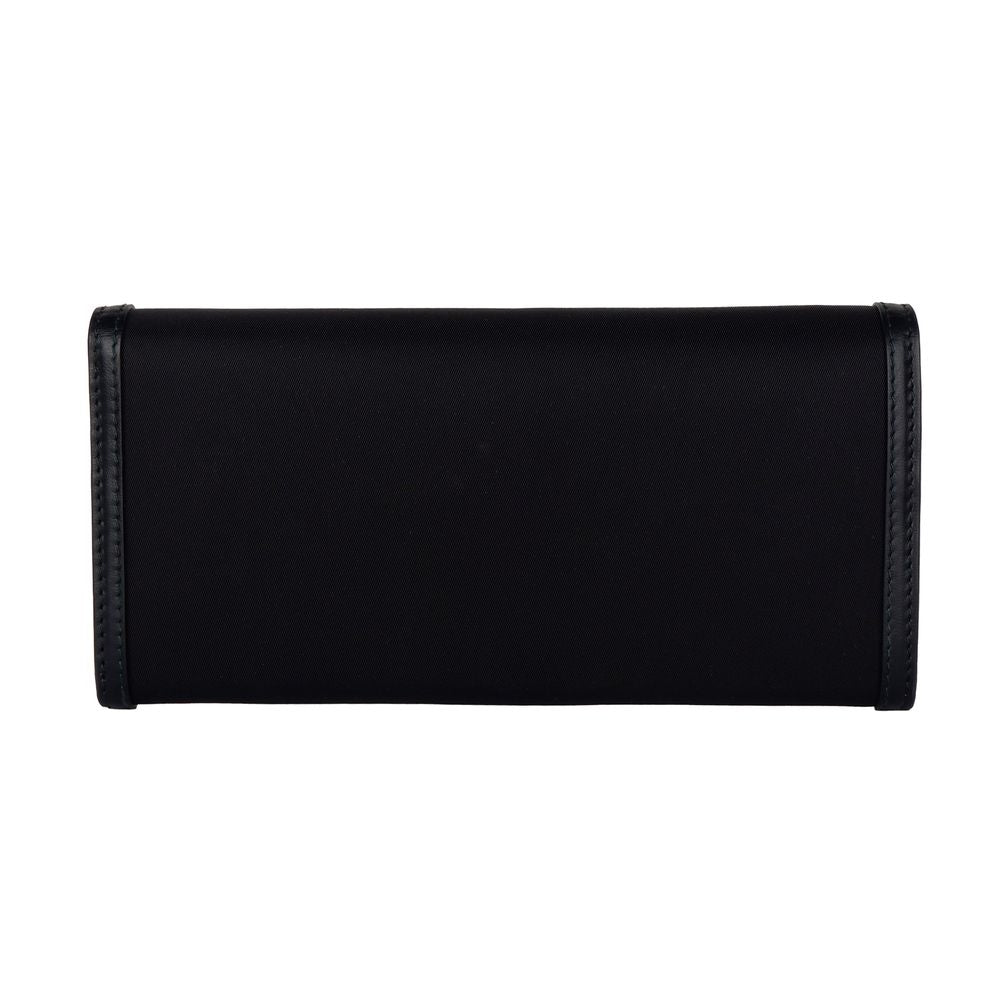 Prada Patina Leather & Nylon Continental Black Wallet - Vestir