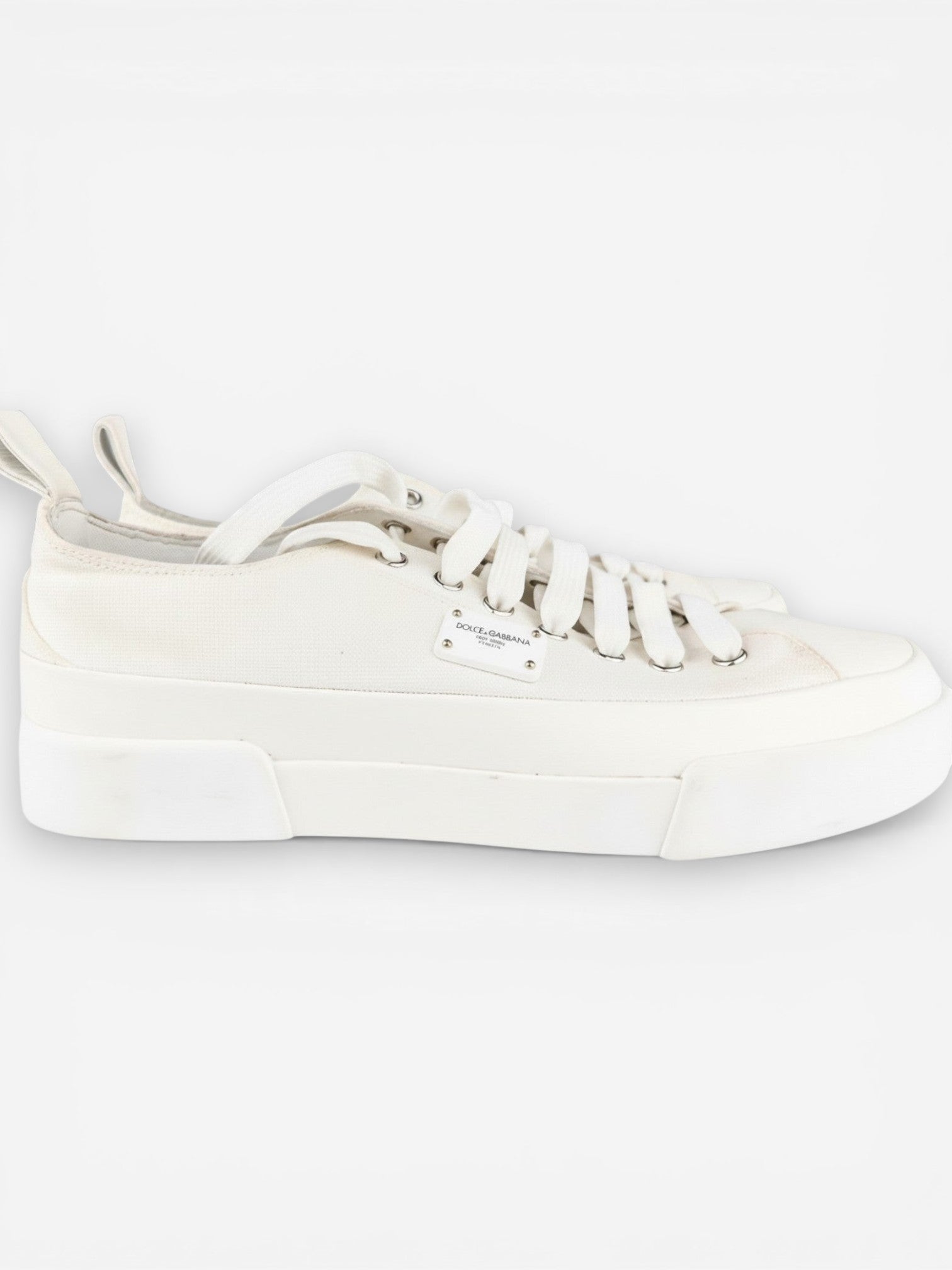 Dolce & Gabbana White Canvas Platform Low-Top Sneakers EU 40 / US 9 – New In Box