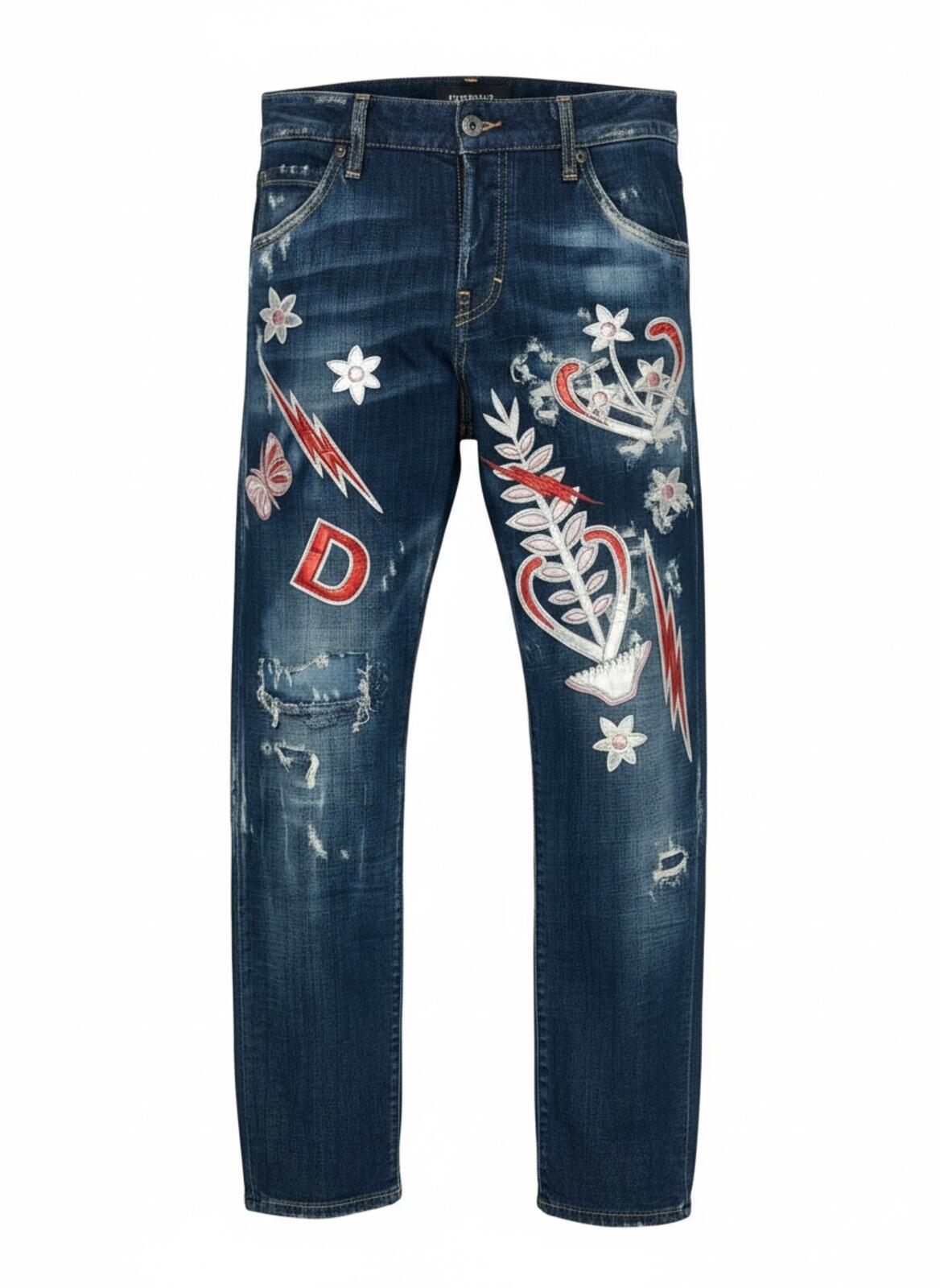 Dsquared2 Cool Girl Jean Embroidered Appliqué Distressed IT38 NWT S72LA0960