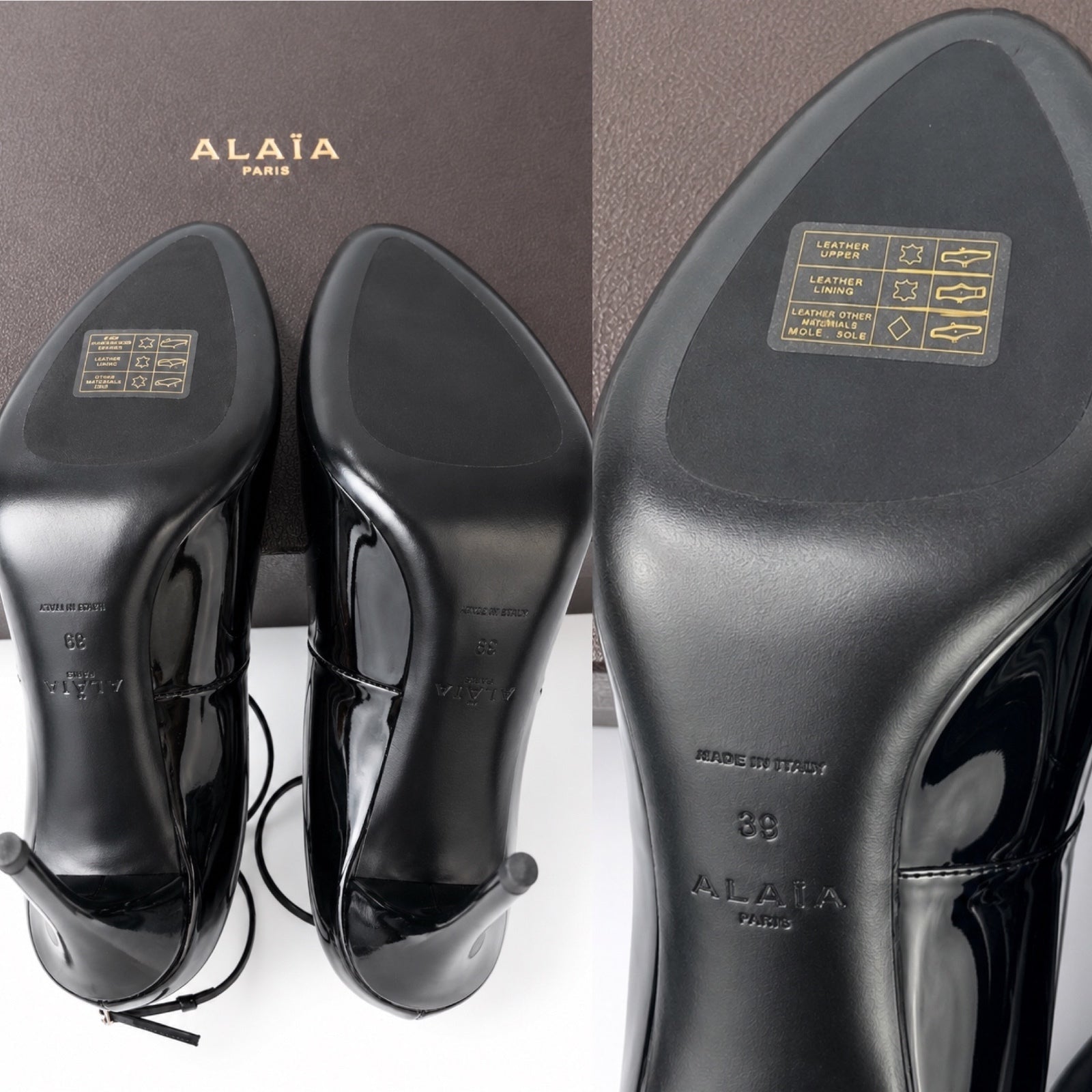 Alaia ALAÏA Décolleté 90 Patent Leather Ankle Strap Pump Black EU 39 US 9 | NIB - Vestir