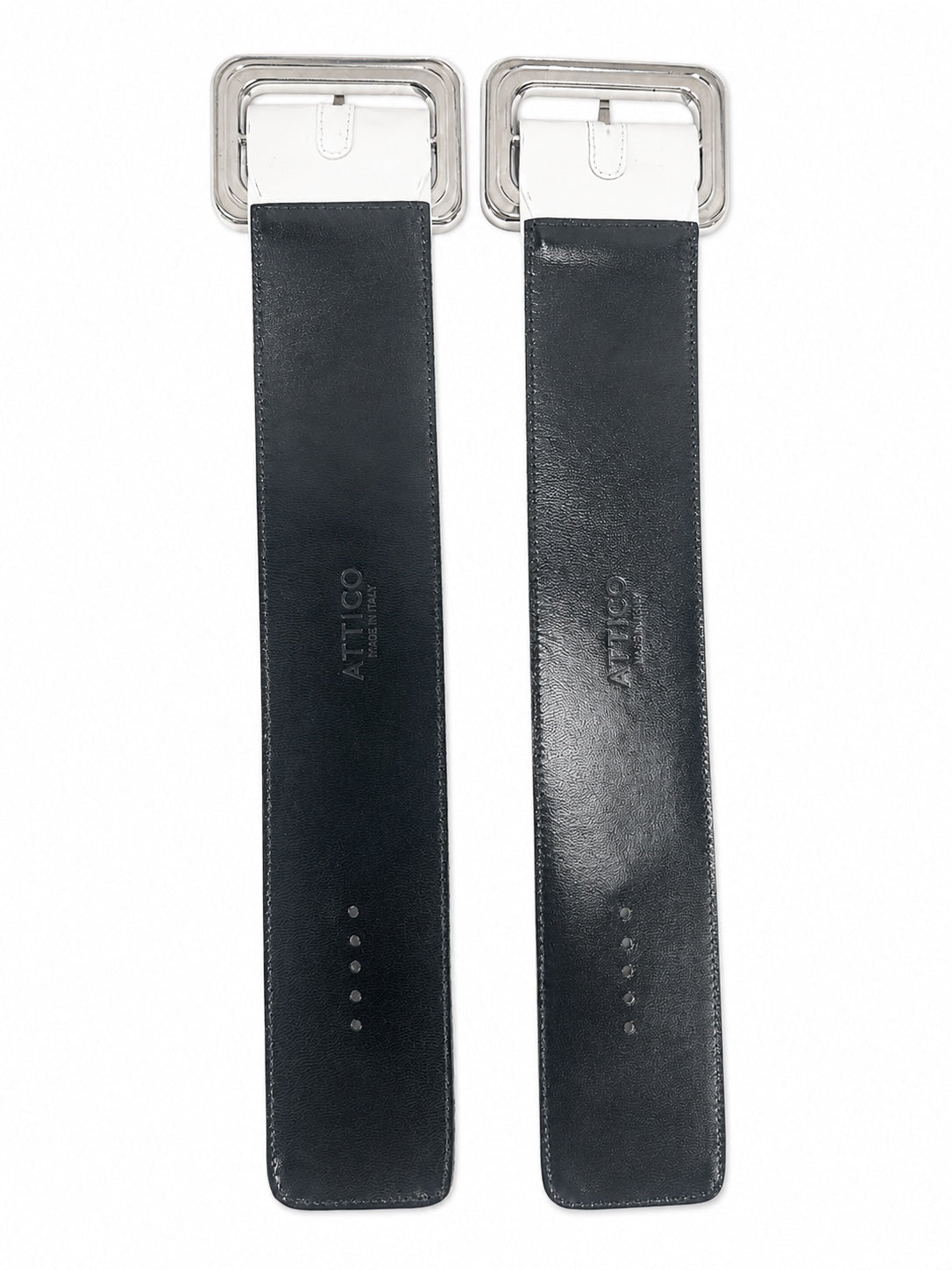 ATTICO ATTICO Patent Leather Wide Pin Buckle Anklets Cuffs Ivory Made in Italy | NIB - Vestir