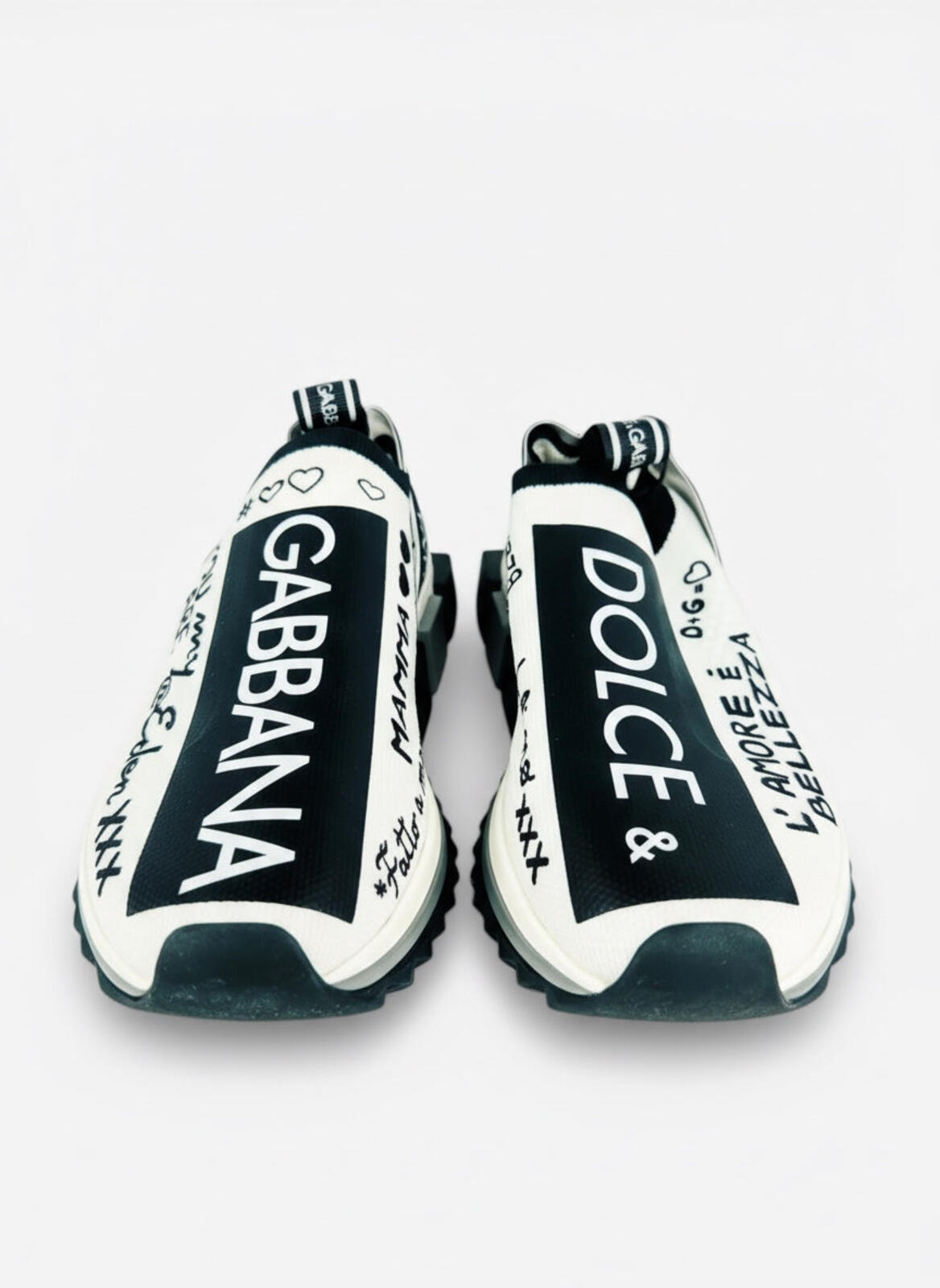 Dolce & Gabbana Sorrento Graffiti Slip-On Sneaker White Black EU 35 US 5 | NWT
