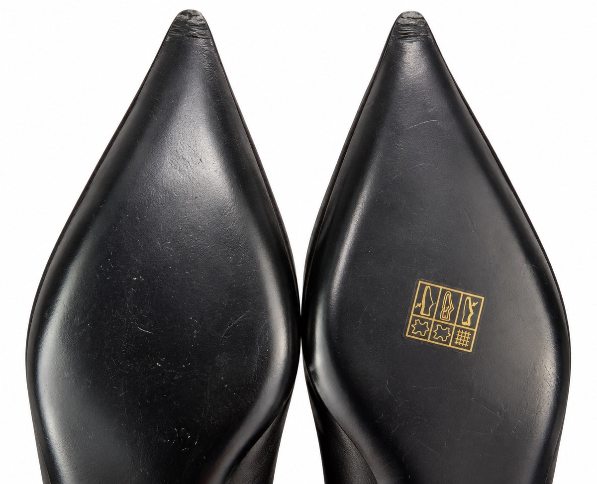 Ferragamo Dada T Black Satin Ankle Chain Ballet Flats EU 37 US 6.5 | NIB