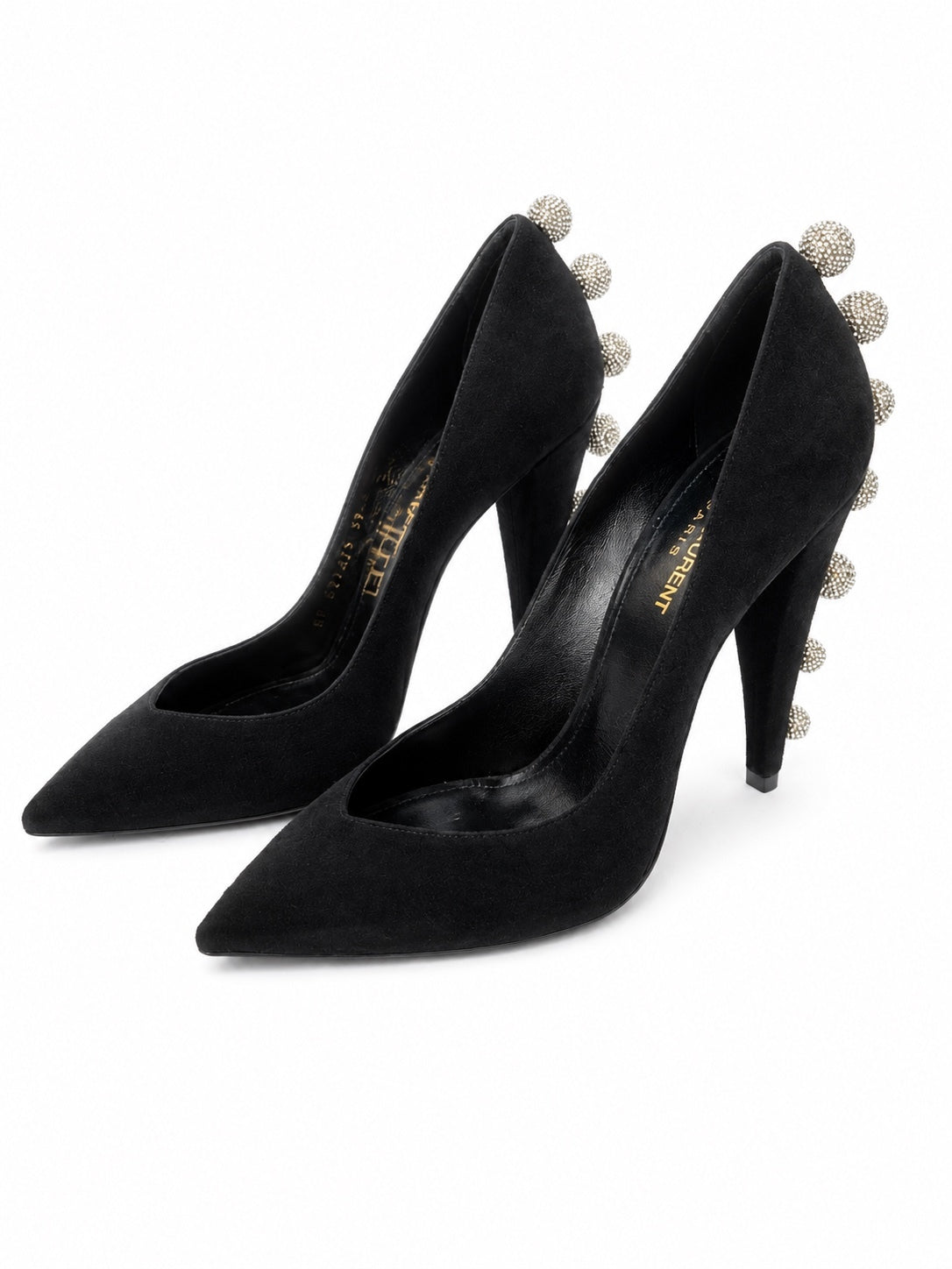 Saint Laurent Era 110 Ball Strass Crystal Pumps Black Suede EU 39 | NIB