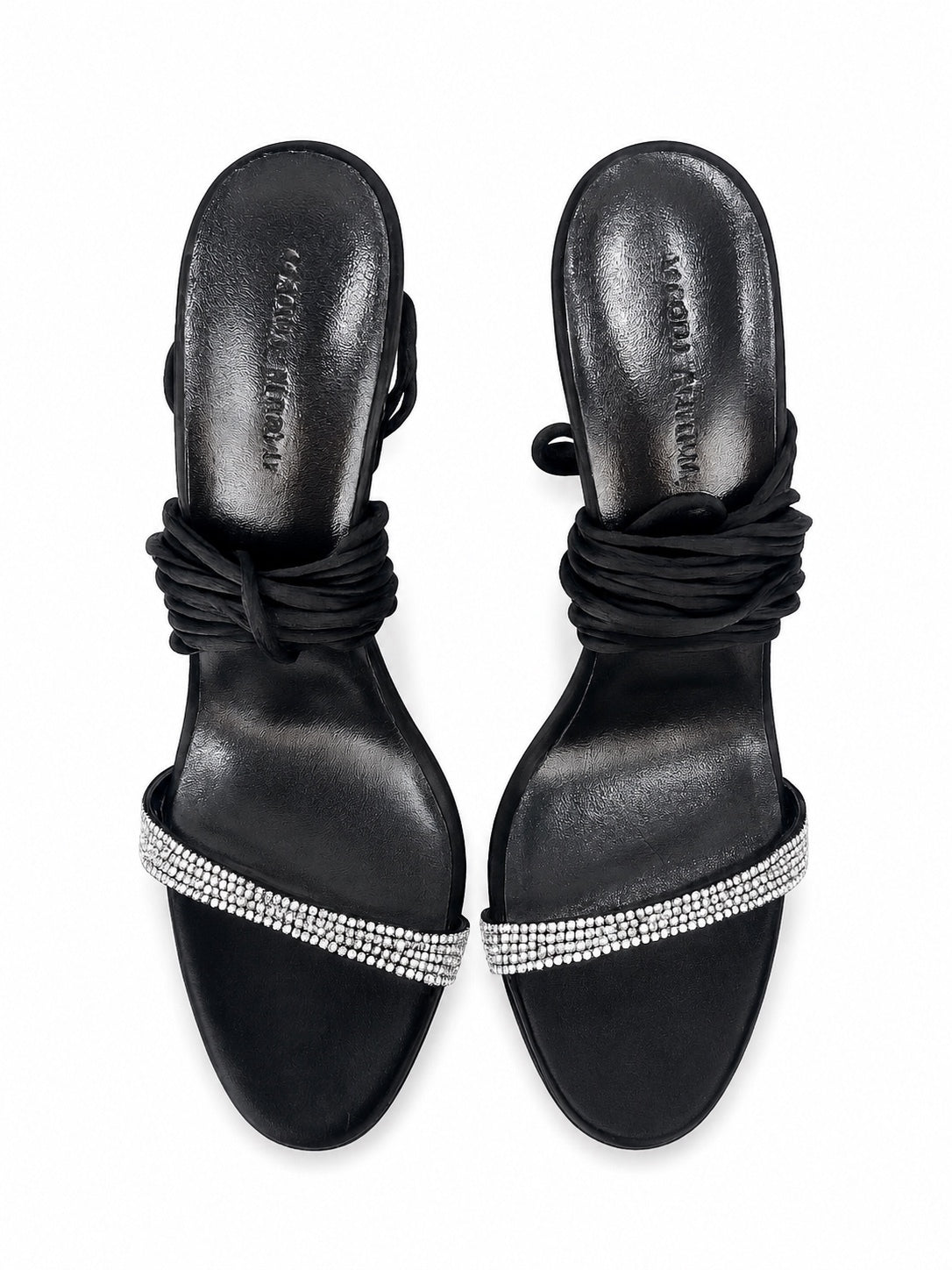Magda Butrym Wrap Around Satin Strass Rhinestone Heels Black EU 40 US 10 | NIB