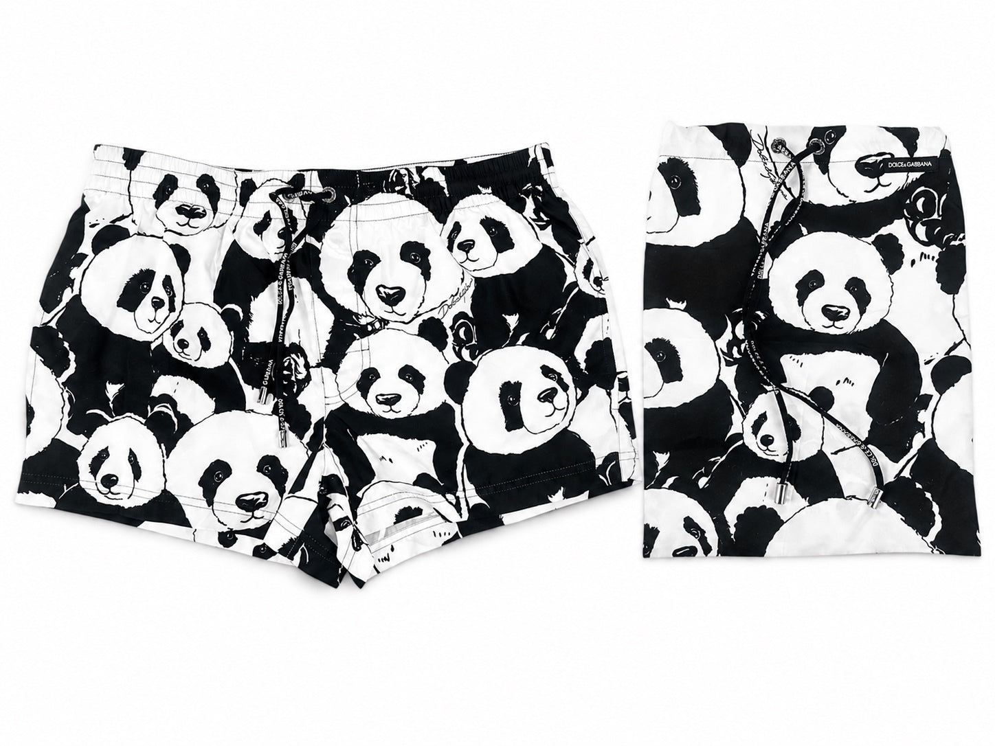 Dolce & Gabbana Panda Print Swim Shorts Black White Men XS IT 3 | NWT