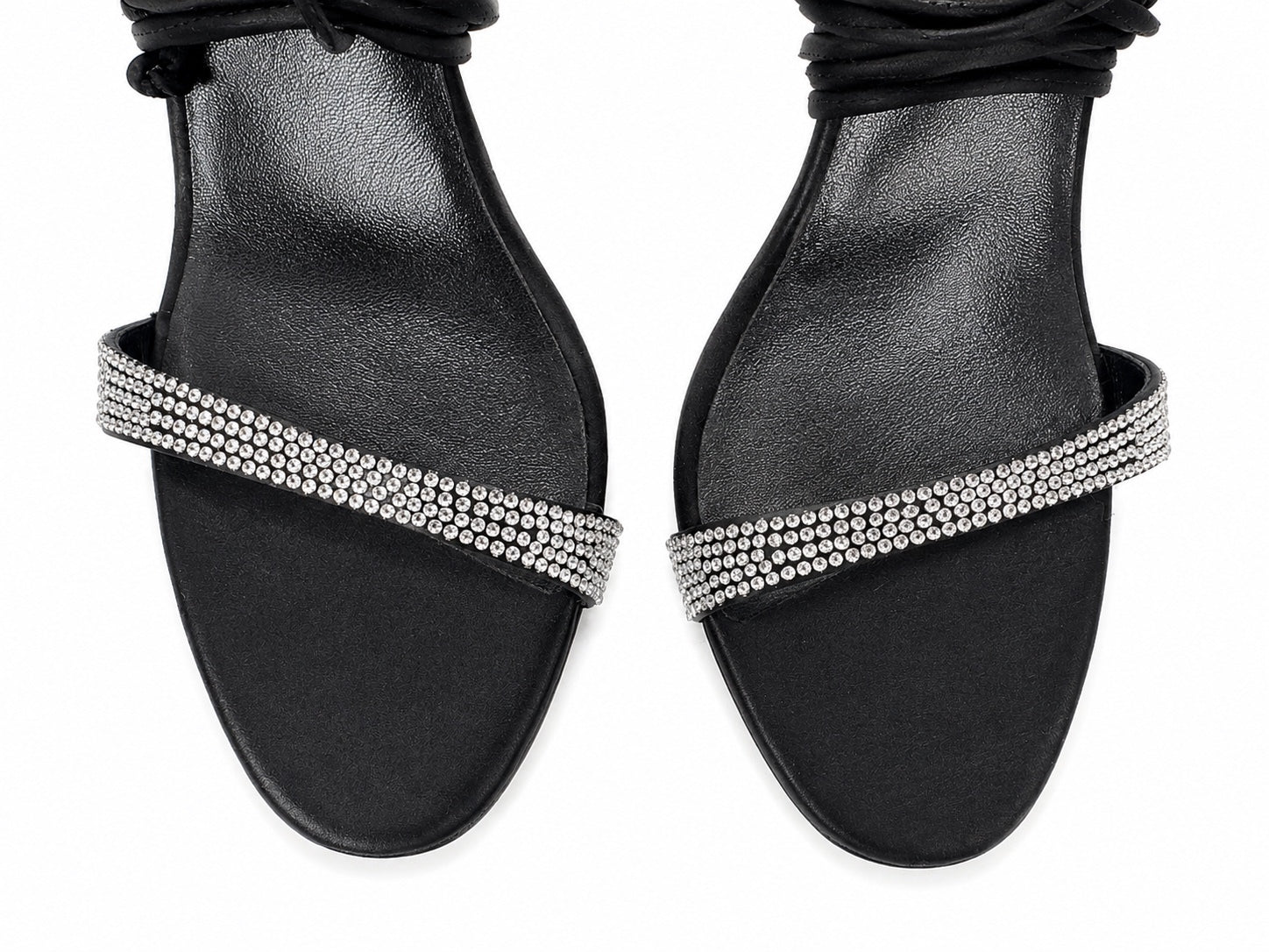 Magda Butrym Wrap Around Satin Strass Rhinestone Heels Black EU 40 US 10 | NIB