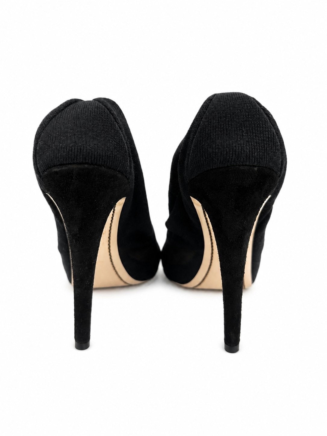 Ermanno Scervino Open-Toe Knit Stiletto Booties Black EU 38.5 | NIB