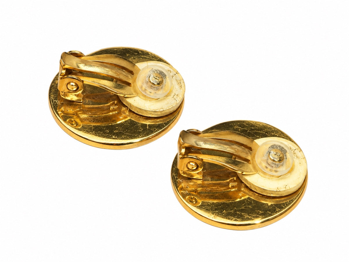 Hermès Vintage Sellier Clou de Selle Gold Clip-On Earrings