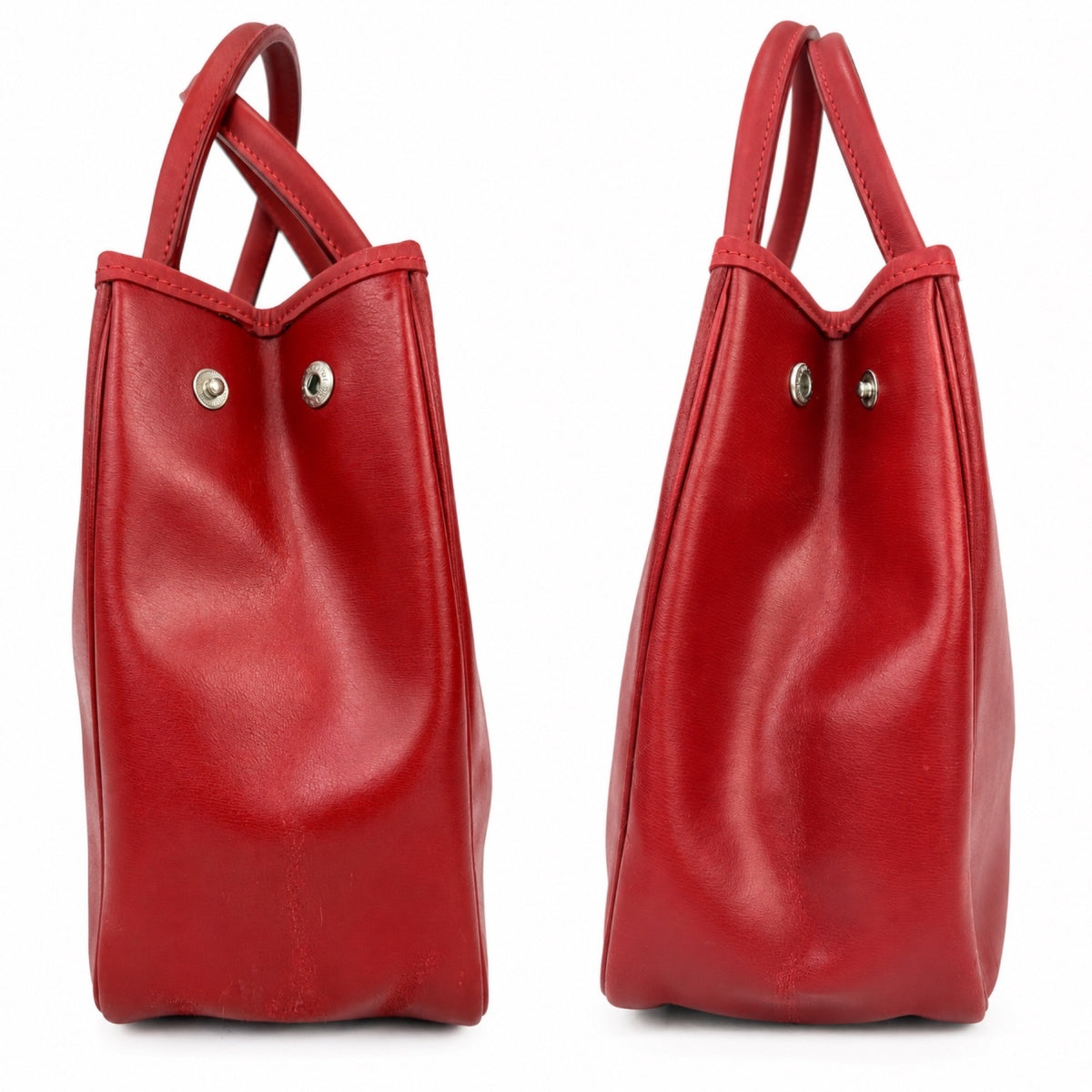 Longchamp Le Roseau Vintage Red Leather Top Handle Tote Bamboo Clasp – view 5