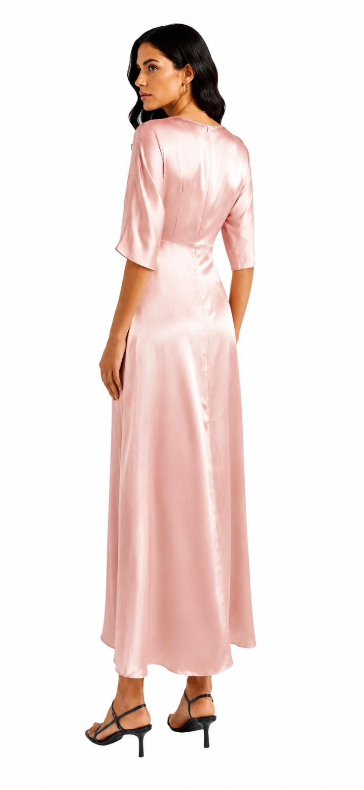 Mansur Gavriel Silk Maxi Dress Blush Elbow Sleeve IT 38 US 2 XS | NWT