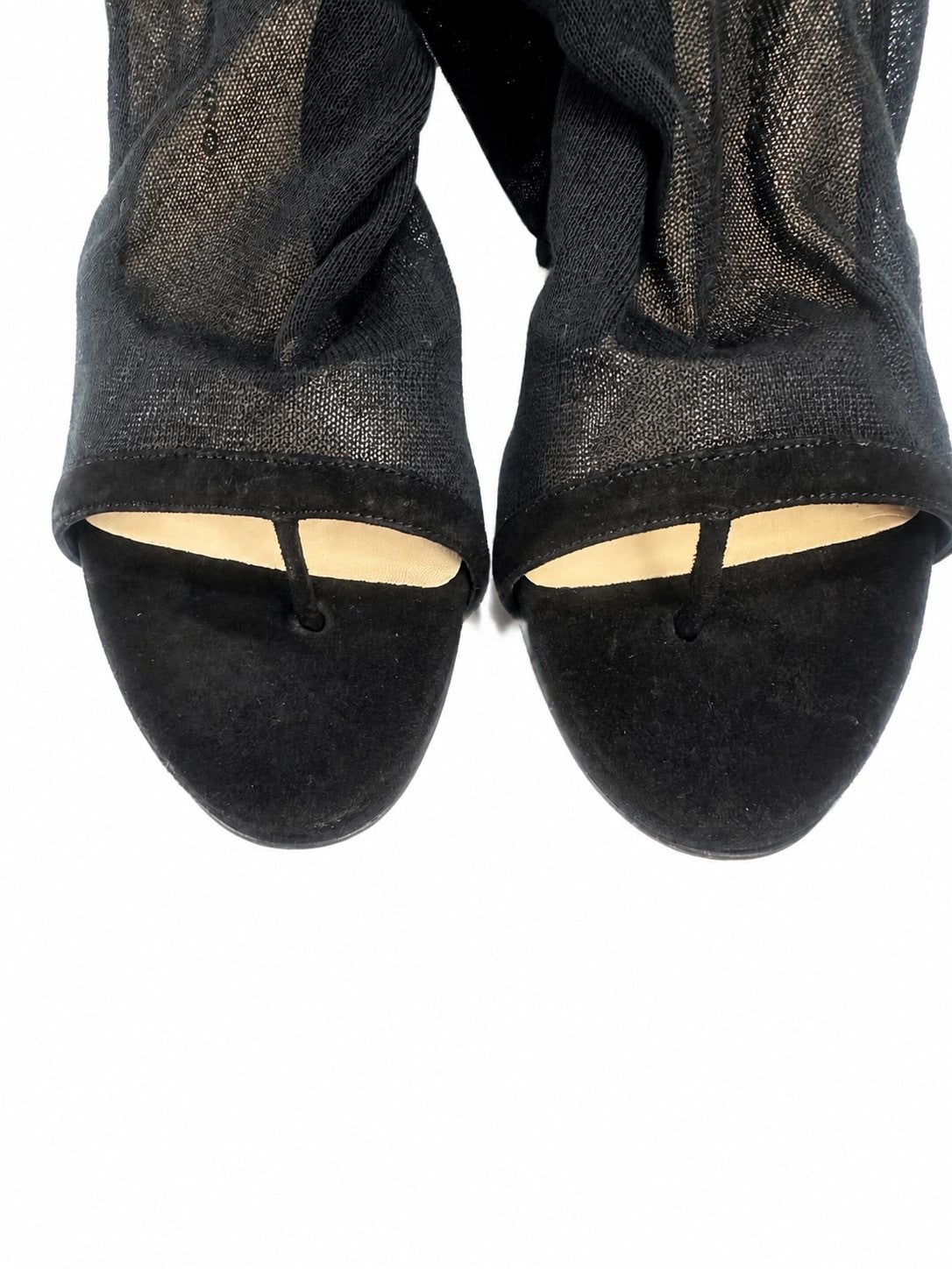 Ermanno Scervino Open-Toe Knit Stiletto Booties Black EU 38.5 | NIB