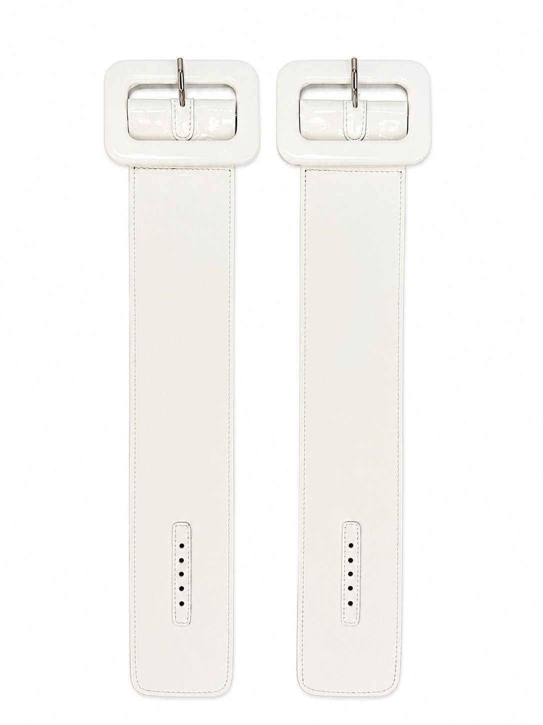 ATTICO Patent Leather Wide Pin Buckle Anklets Cuffs Ivory Made in Italy | NIB