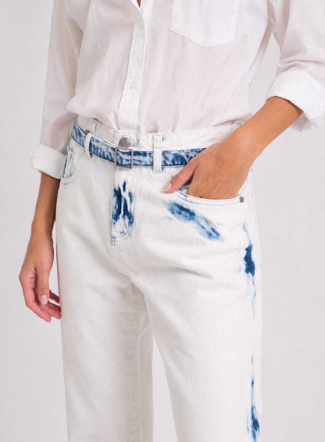 Proenza Schouler Ellsworth Bleached Low Rise Loose Jeans W28 Belted | NWT