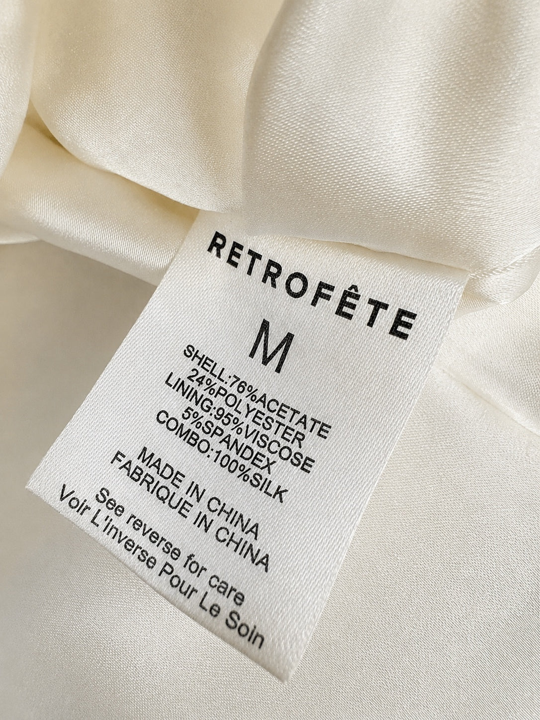 Retrofête Lorelai Satin Midi Dress | White High Slit Ruffle | M | NWT