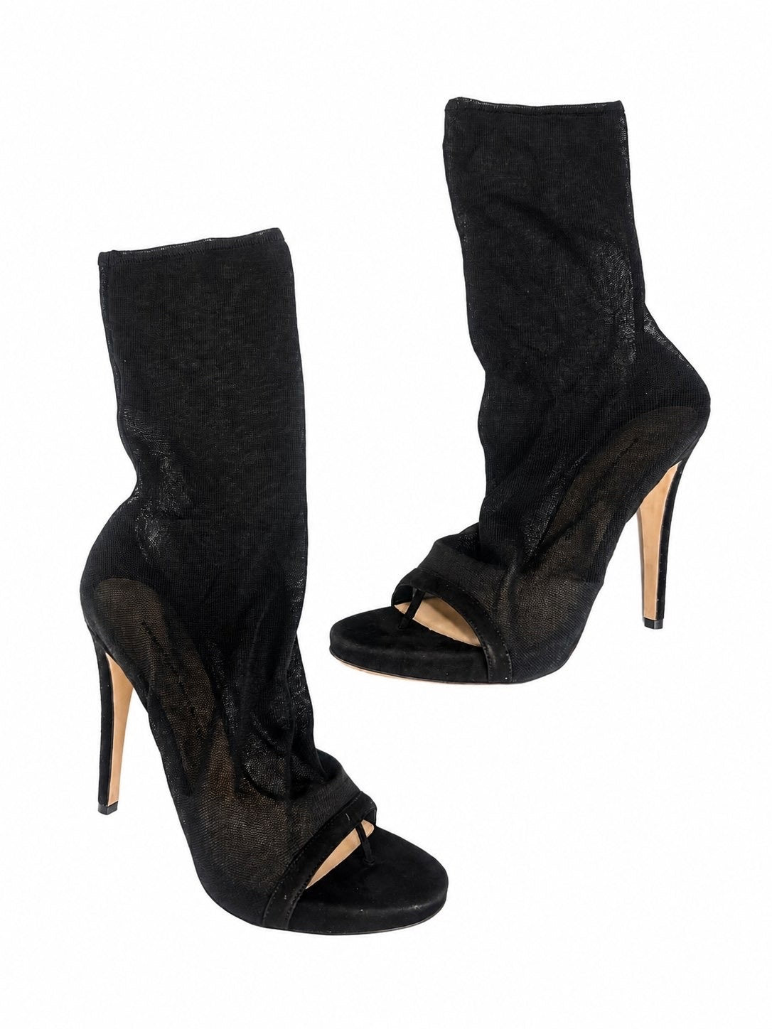 Ermanno Scervino Open-Toe Knit Stiletto Booties Black EU 38.5 | NIB