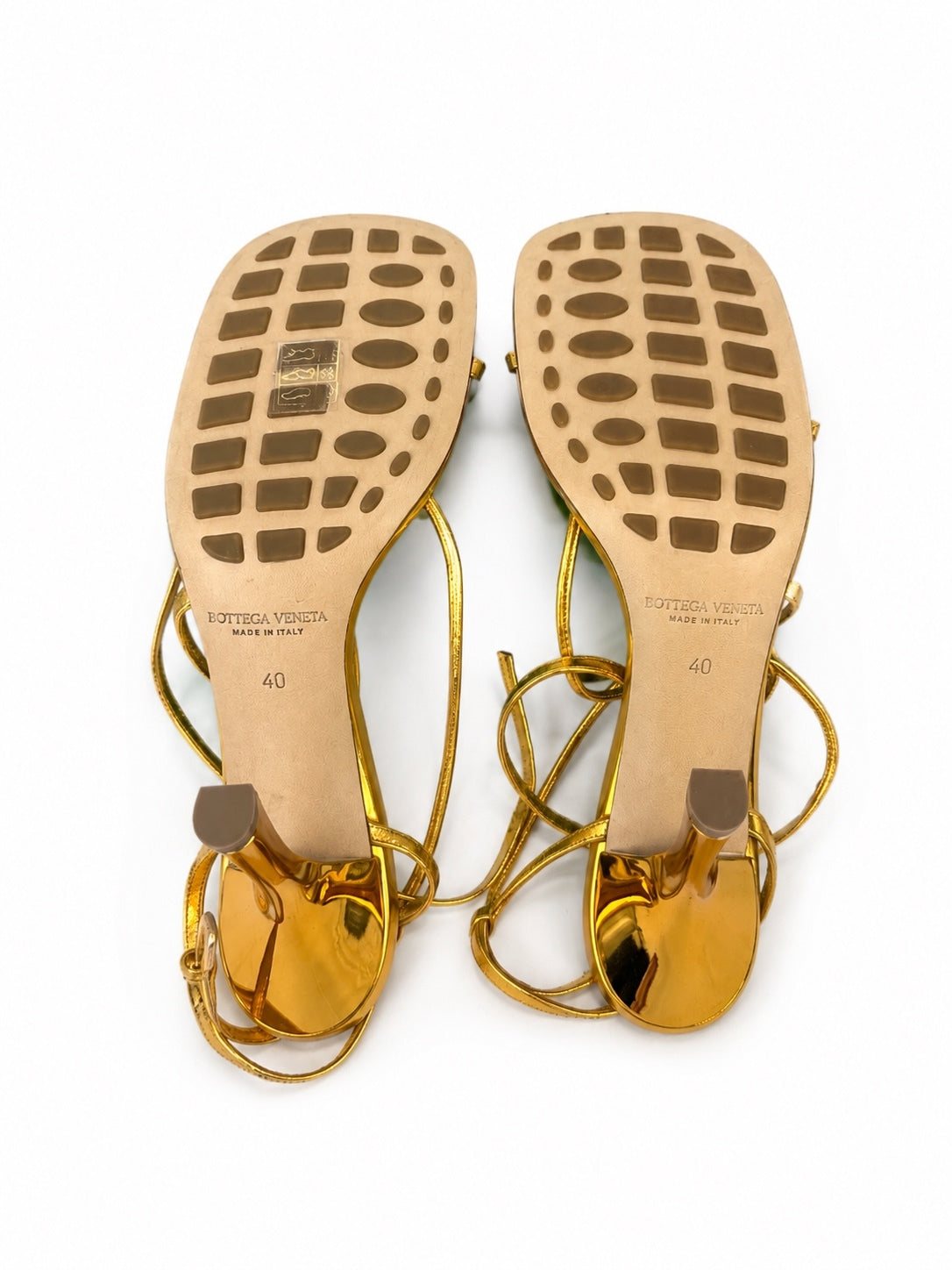Bottega Veneta Metallic Gold Leather Strappy Sandals EU 40 | NIB
