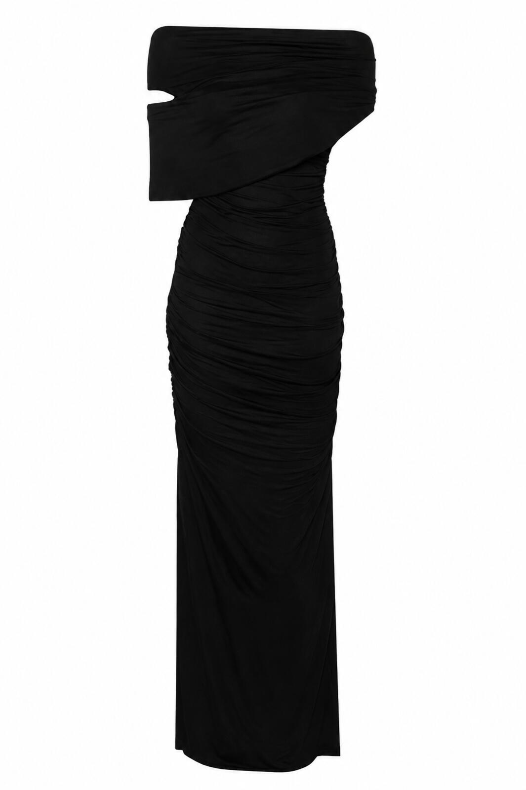 Blumarine Blumarine Black Ruched Off-Shoulder Maxi Dress IT 42 US 6 | NWT - Vestir
