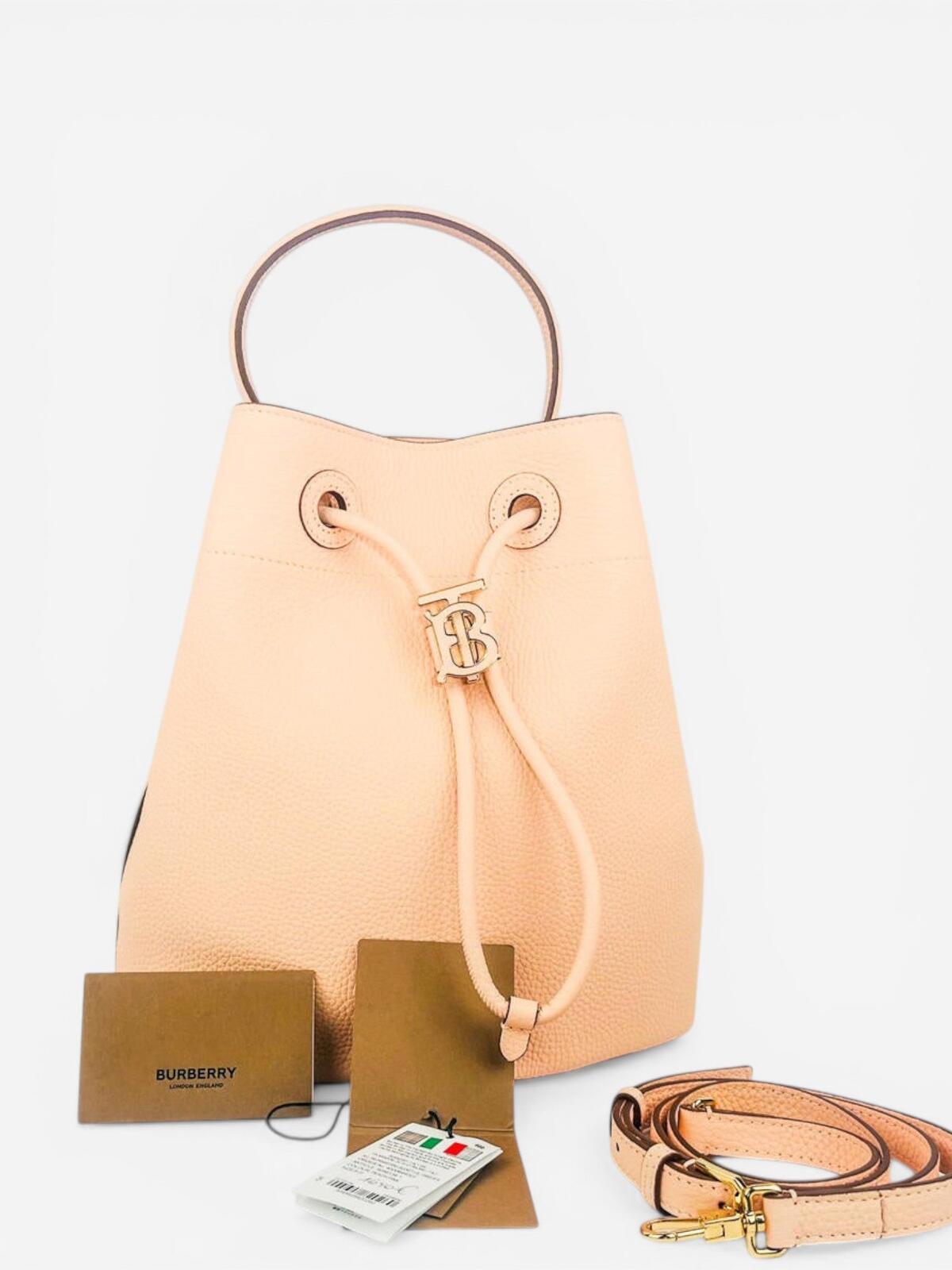Burberry Burberry TB Bucket Bag Peach Pink | Grainy Leather | Gold Hardware | NWT - Vestir