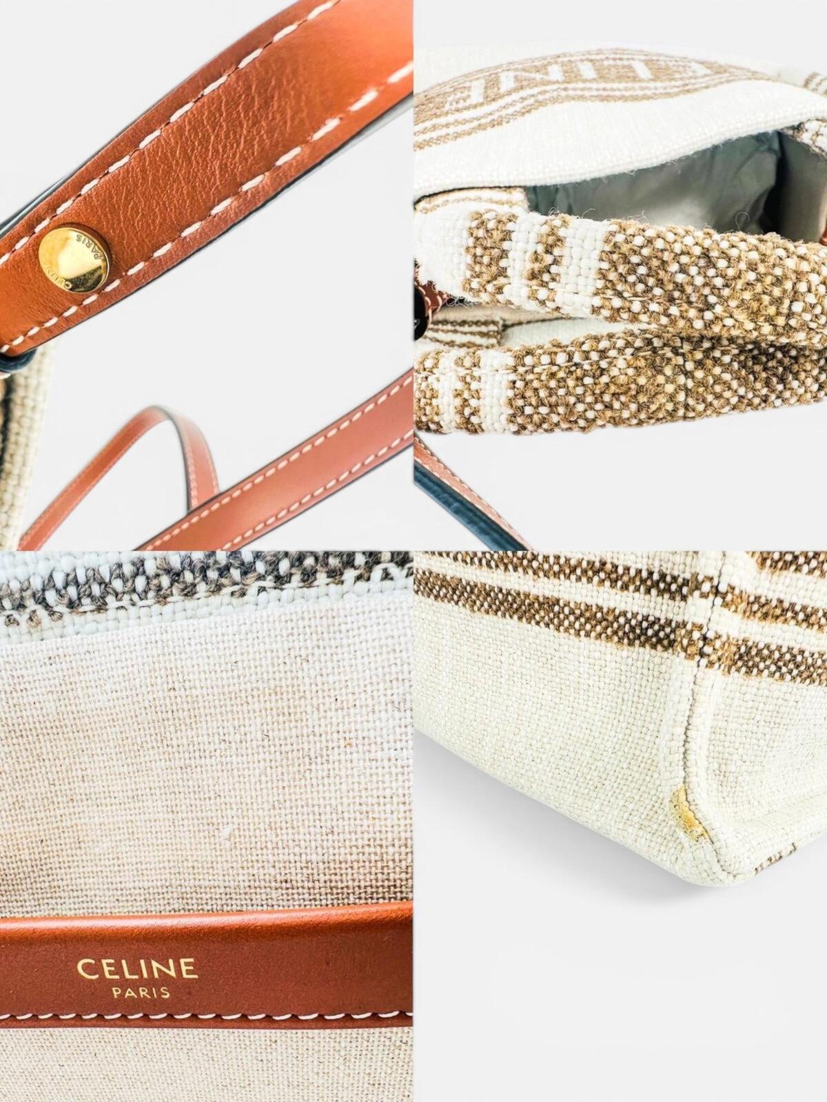 Celine Small Cabas Thais Striped Jacquard Textile Tote Bag – view 9
