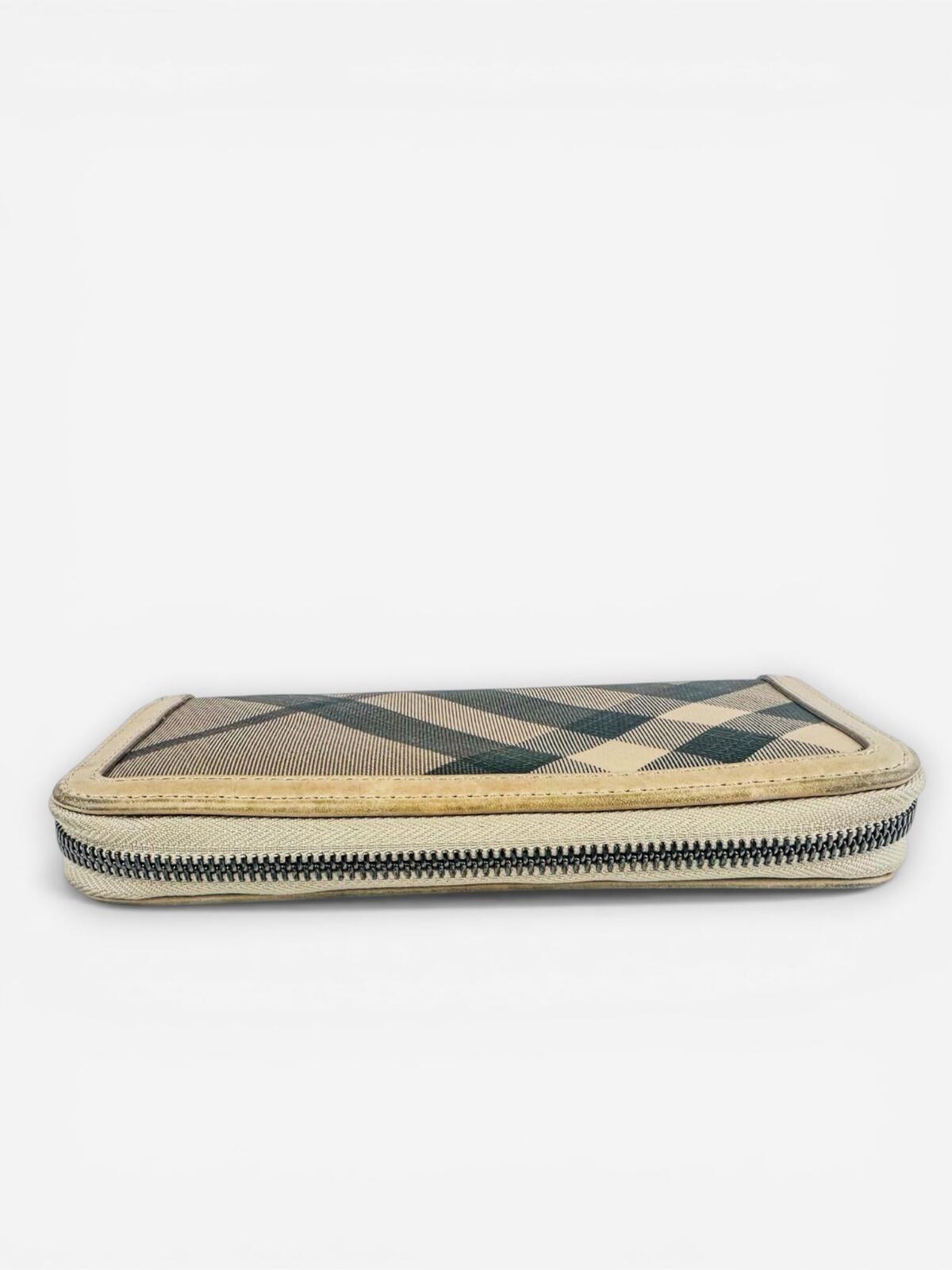 Burberry Nova Check Zip-Around Wallet Beige Coated Canvas | Pre-Loved