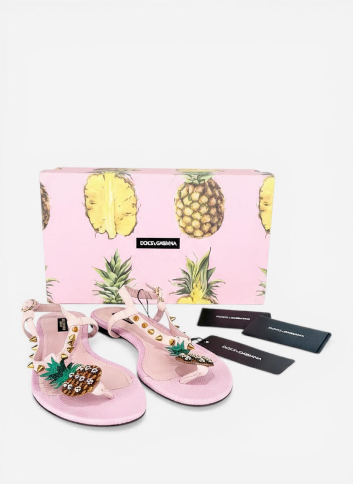 Dolce & Gabbana Pineapple Collection Pink Leather Sandal EU 40 US 9 NWT