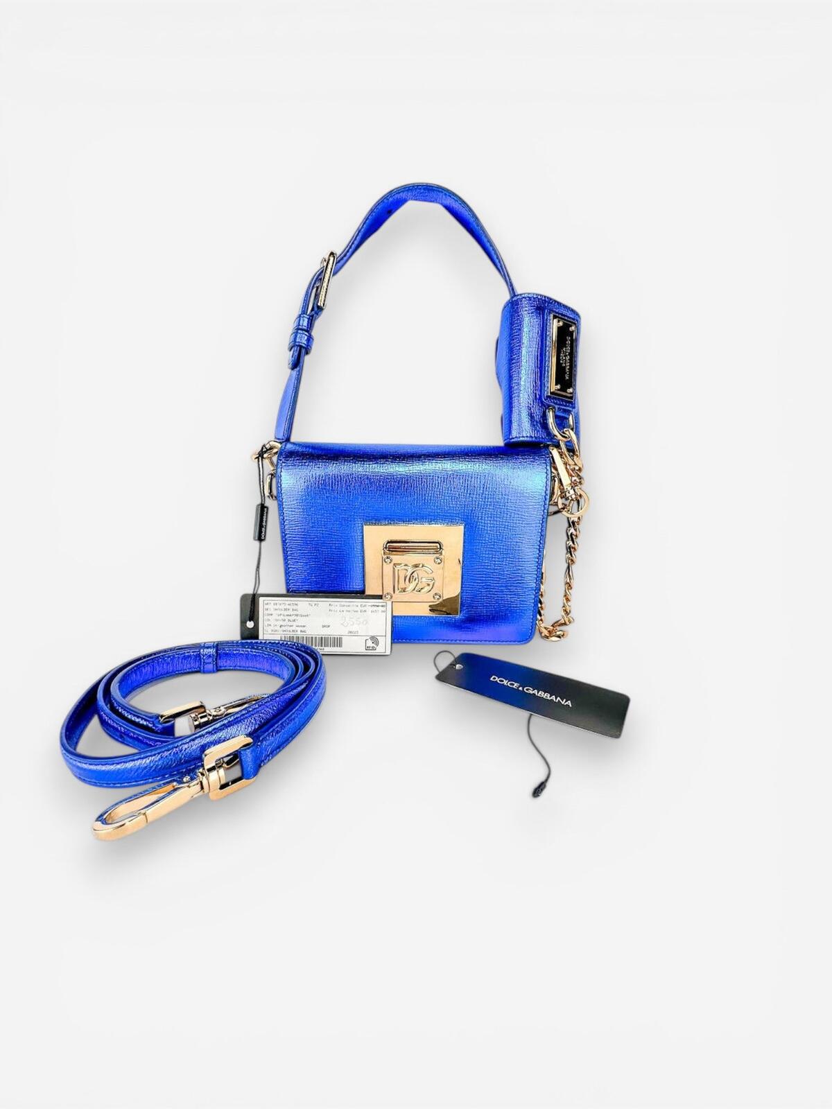 Dolce & Gabbana Bella Metallic Foiled Leather Shoulder Crossbody Bag Rare – view 9