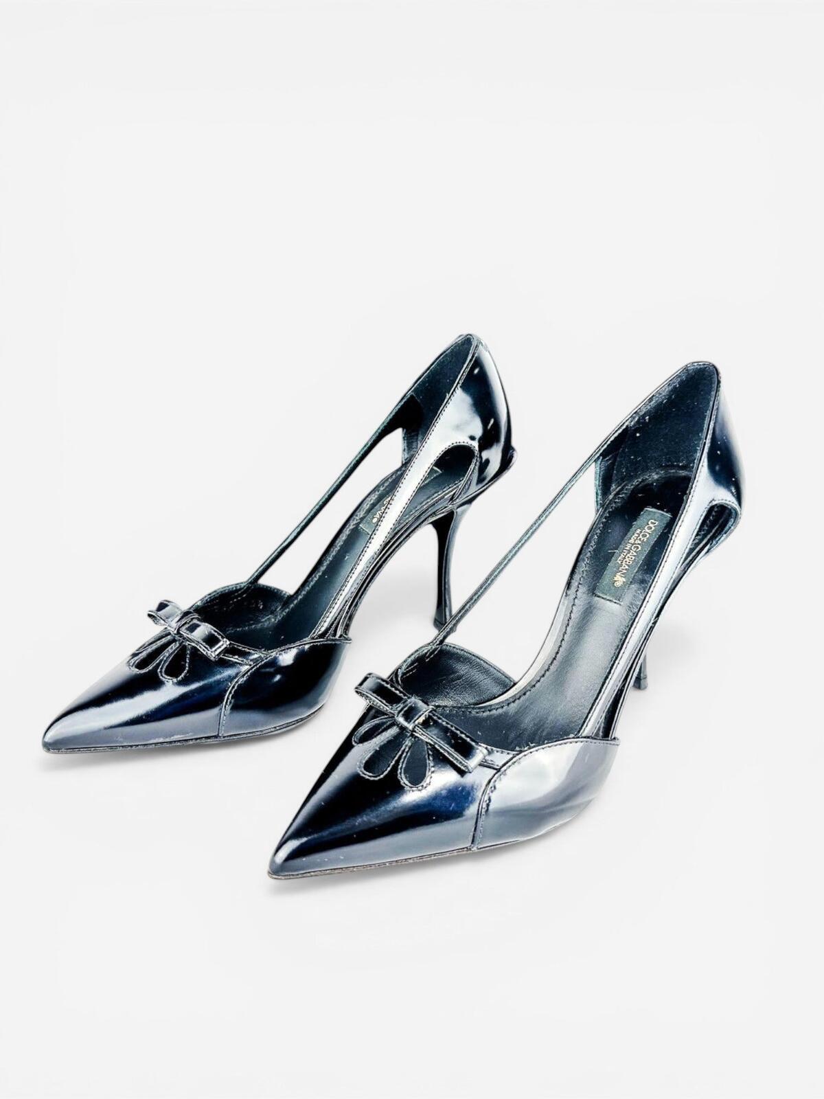 Dolce & Gabbana Black Patent Leather Bow Stiletto Pump EU 35.5 US 5.5 – view 3