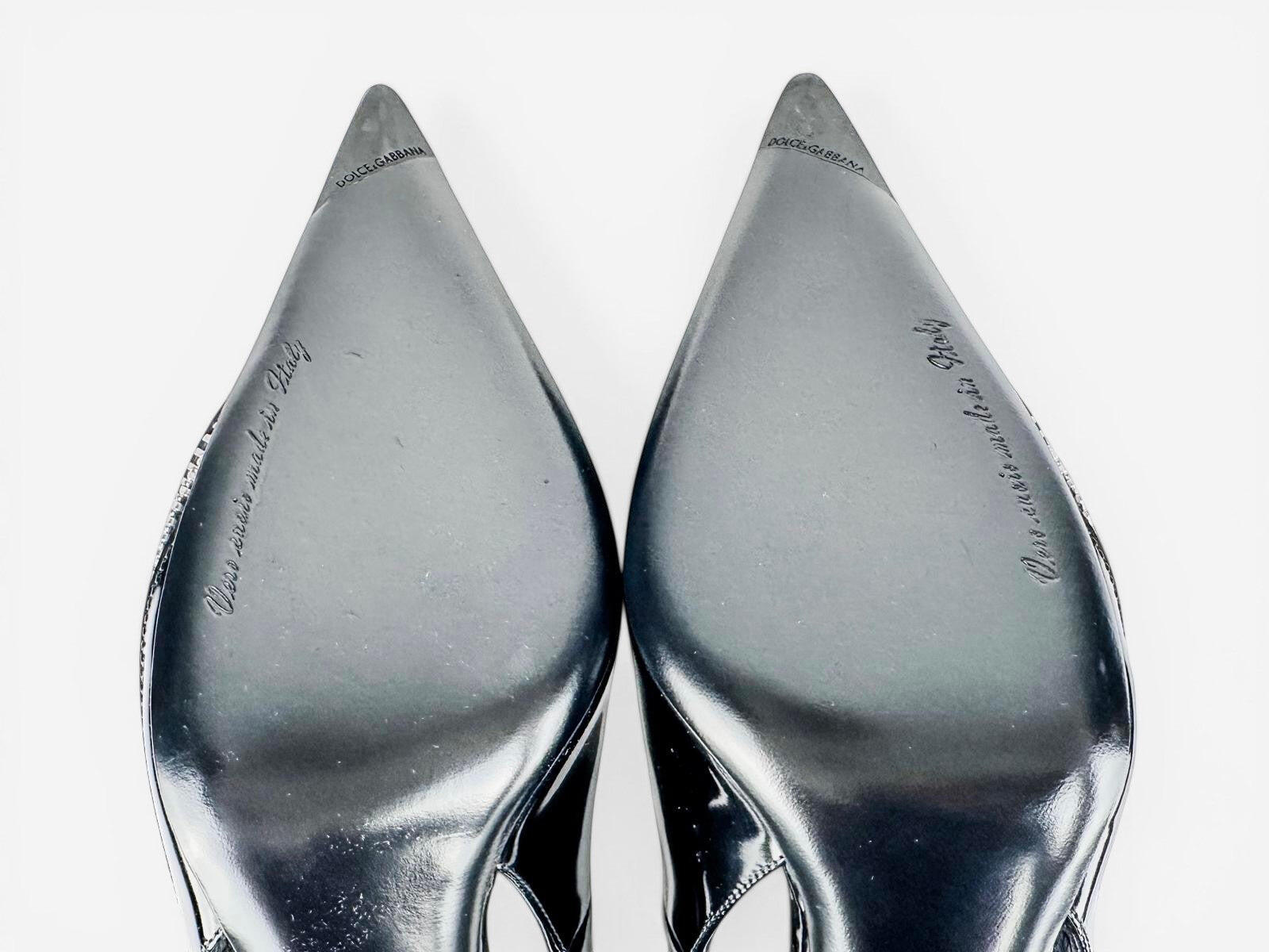 Dolce & Gabbana Dolce & Gabbana Black Patent Slingback Pumps Zip Detail EU 39 | NIB - Vestir