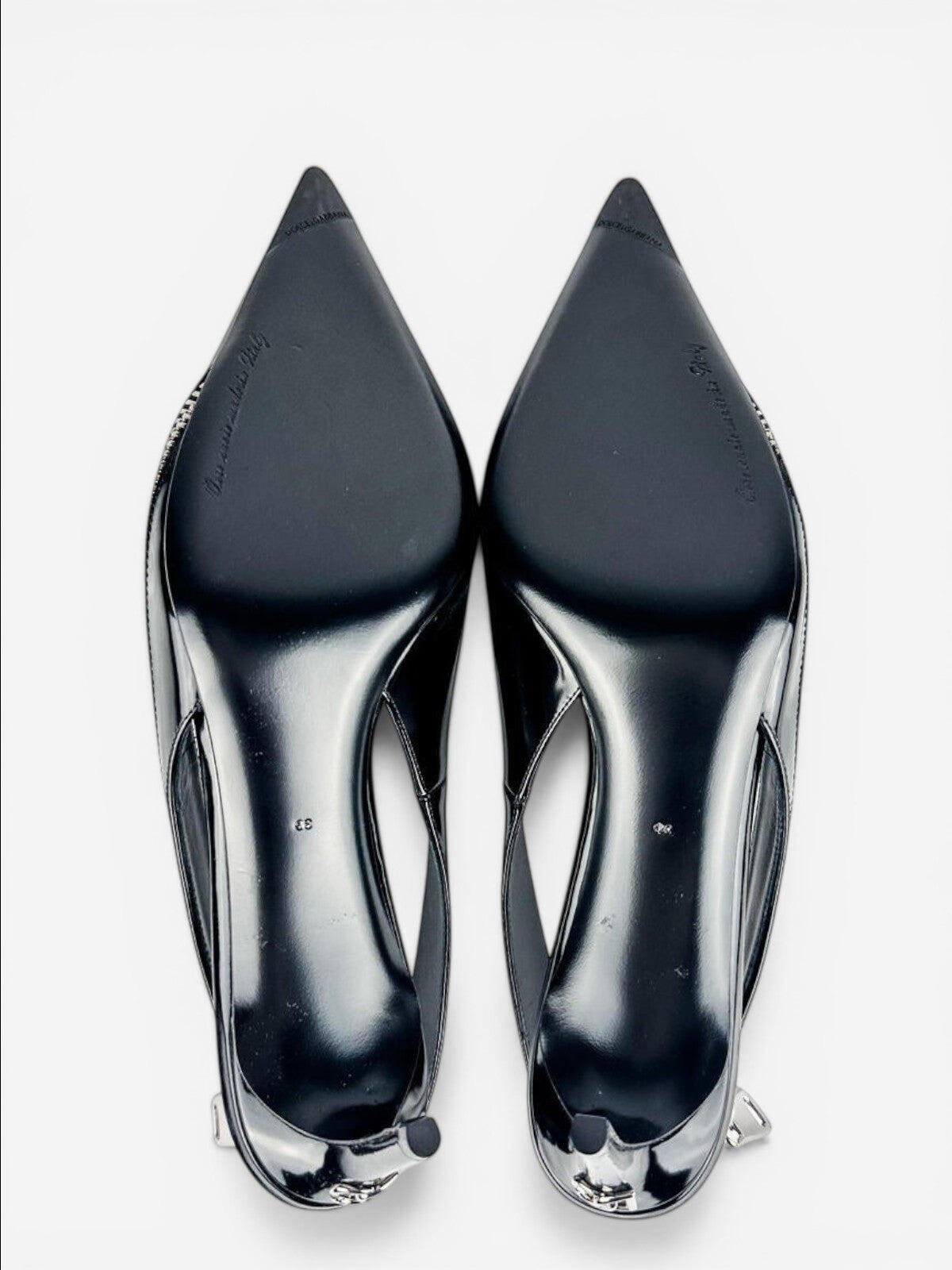 Dolce & Gabbana Dolce & Gabbana Black Patent Slingback Pumps Zip Detail EU 39 | NIB - Vestir