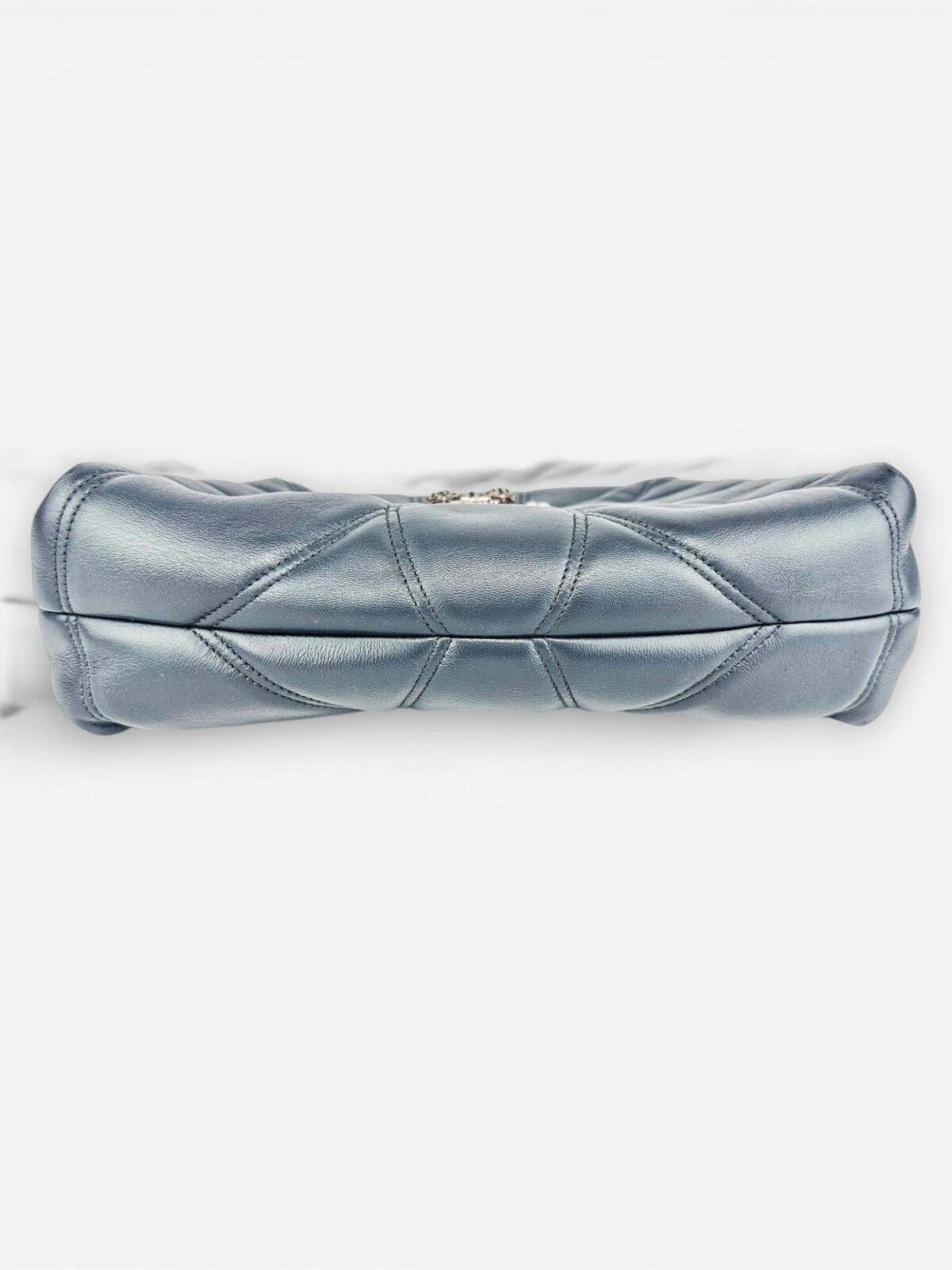 Dolce & Gabbana Devotion Quilted Leather Chain Shoulder Bag Heart Logo Gray – view 5