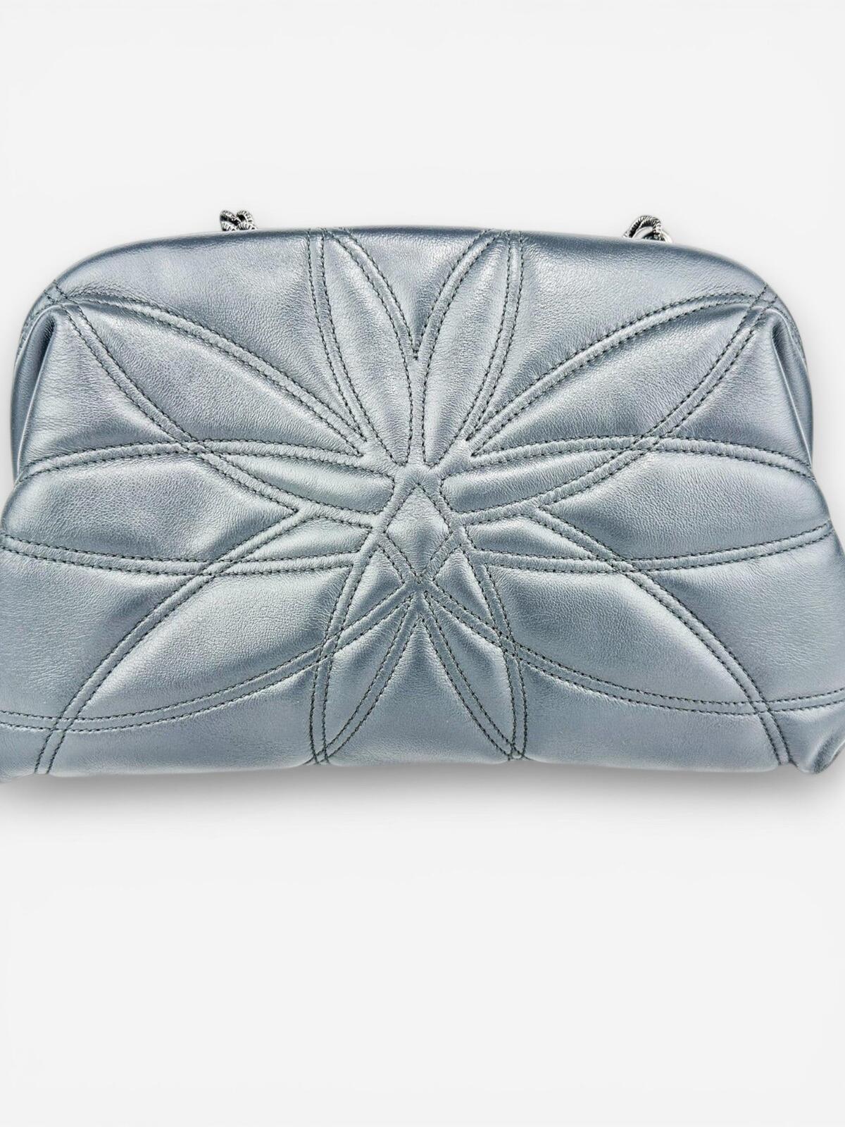 Dolce & Gabbana Devotion Quilted Leather Chain Shoulder Bag Heart Logo Gray – view 4