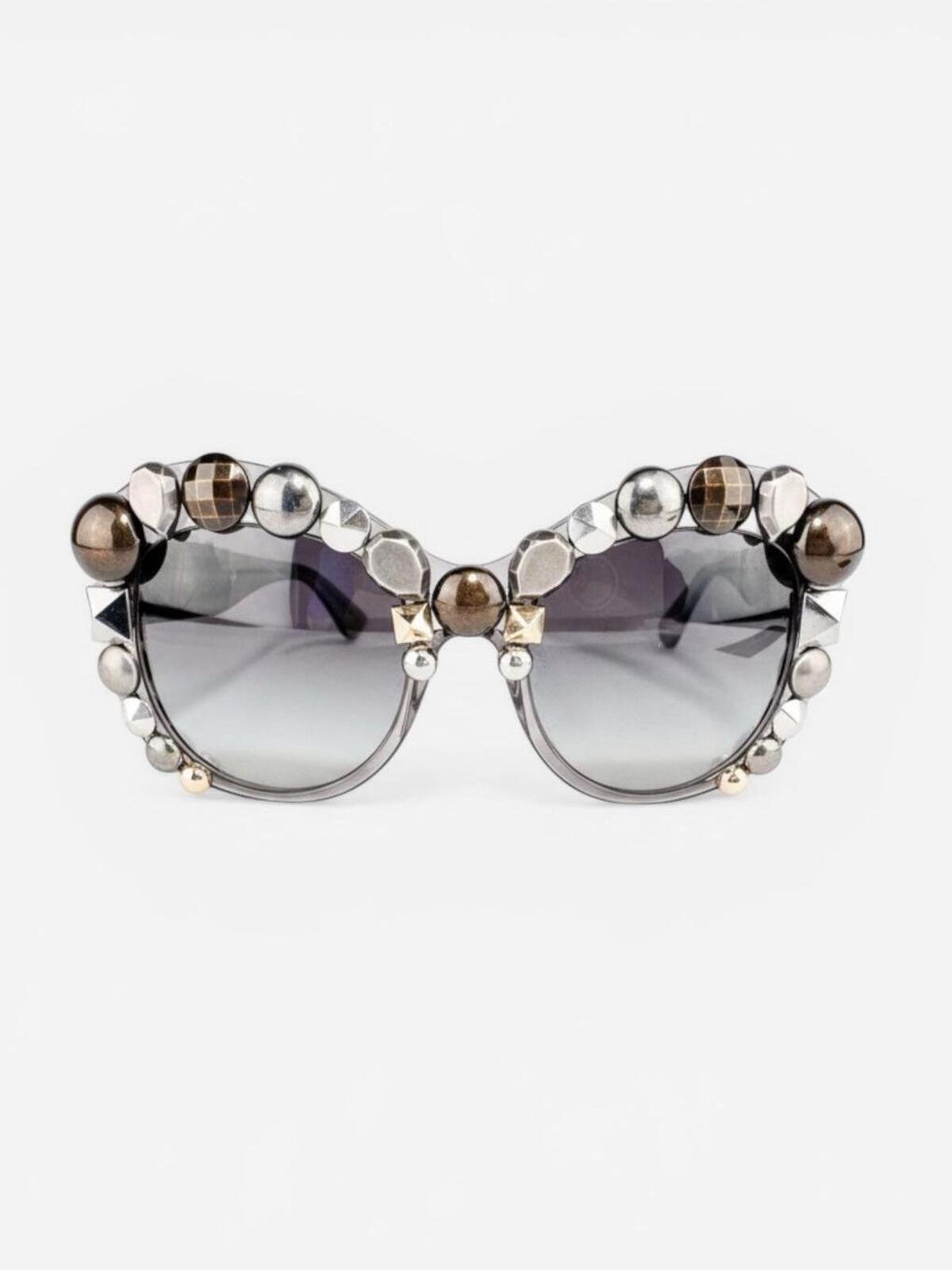 Dolce & Gabbana Dolce & Gabbana DG4266 Gray Translucent Metal Stud Sunglasses | NWT Rare - Vestir