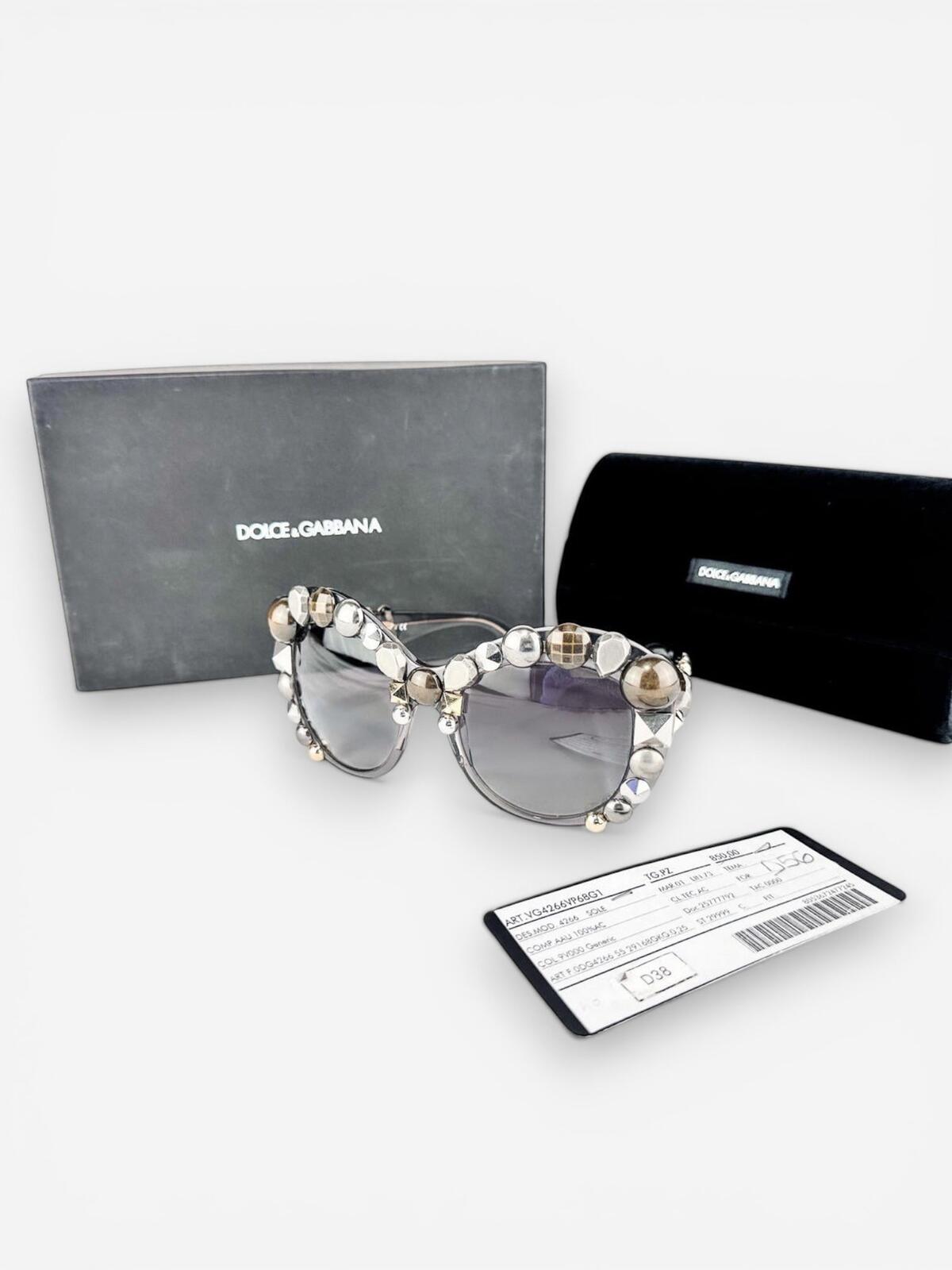 Dolce & Gabbana Dolce & Gabbana DG4266 Gray Translucent Metal Stud Sunglasses | NWT Rare - Vestir