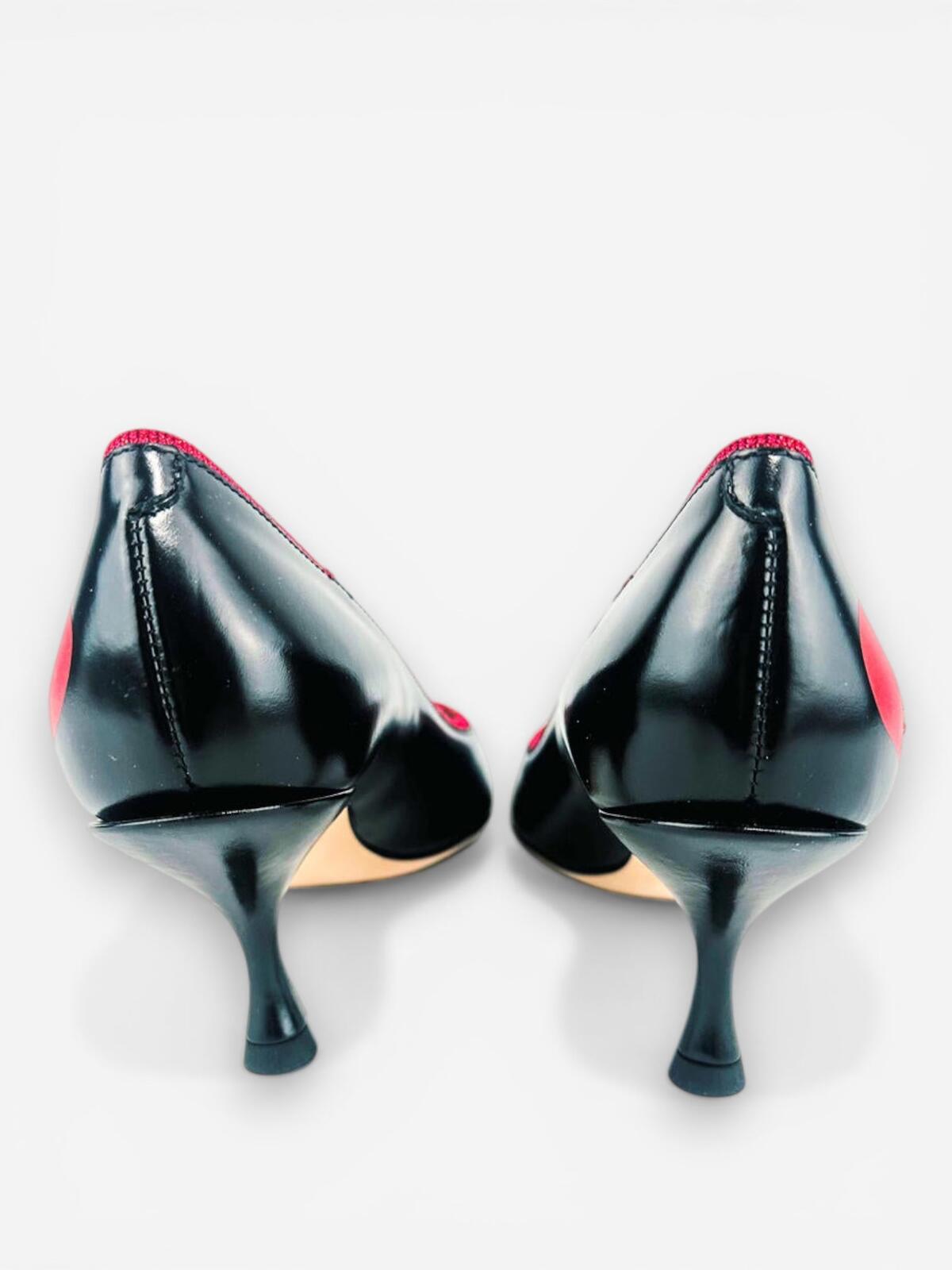 Dolce & Gabbana Lori Crazy for Sicily Patch Pump Black Red EU 35 US 5 – view 5