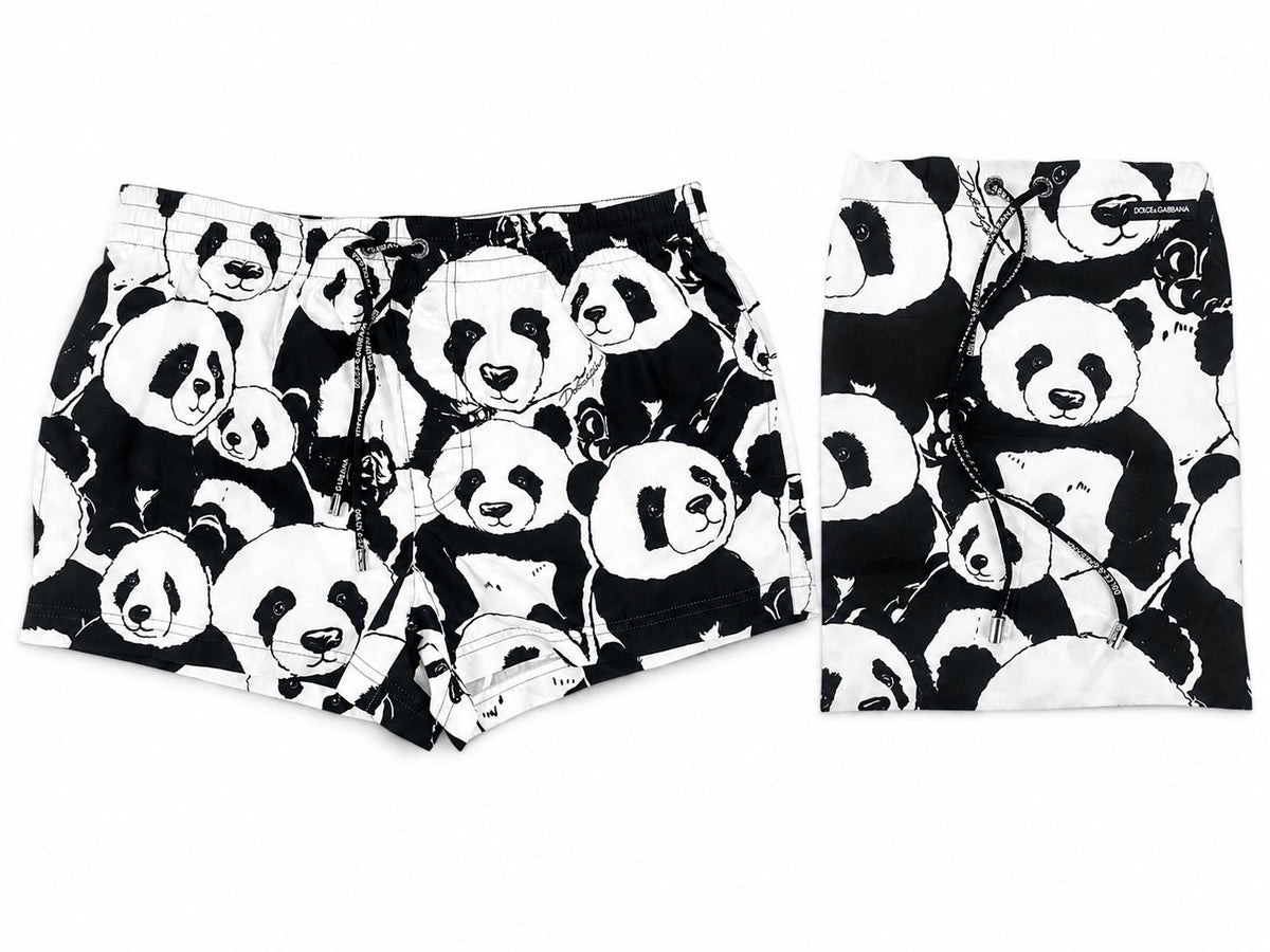 Dolce & Gabbana Dolce & Gabbana Panda Print Swim Shorts Black White Men XS IT 3 | NWT - Vestir