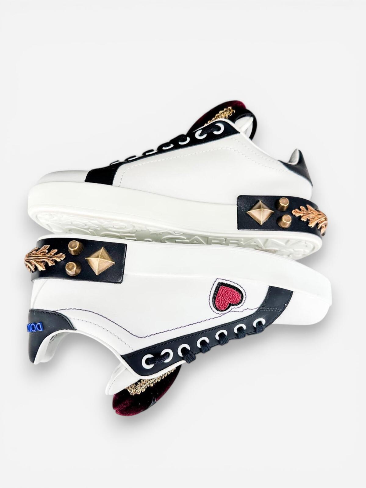 Dolce & Gabbana Portofino Heart Stud Leather Sneaker EU 36.5 US 6.5 – view 7