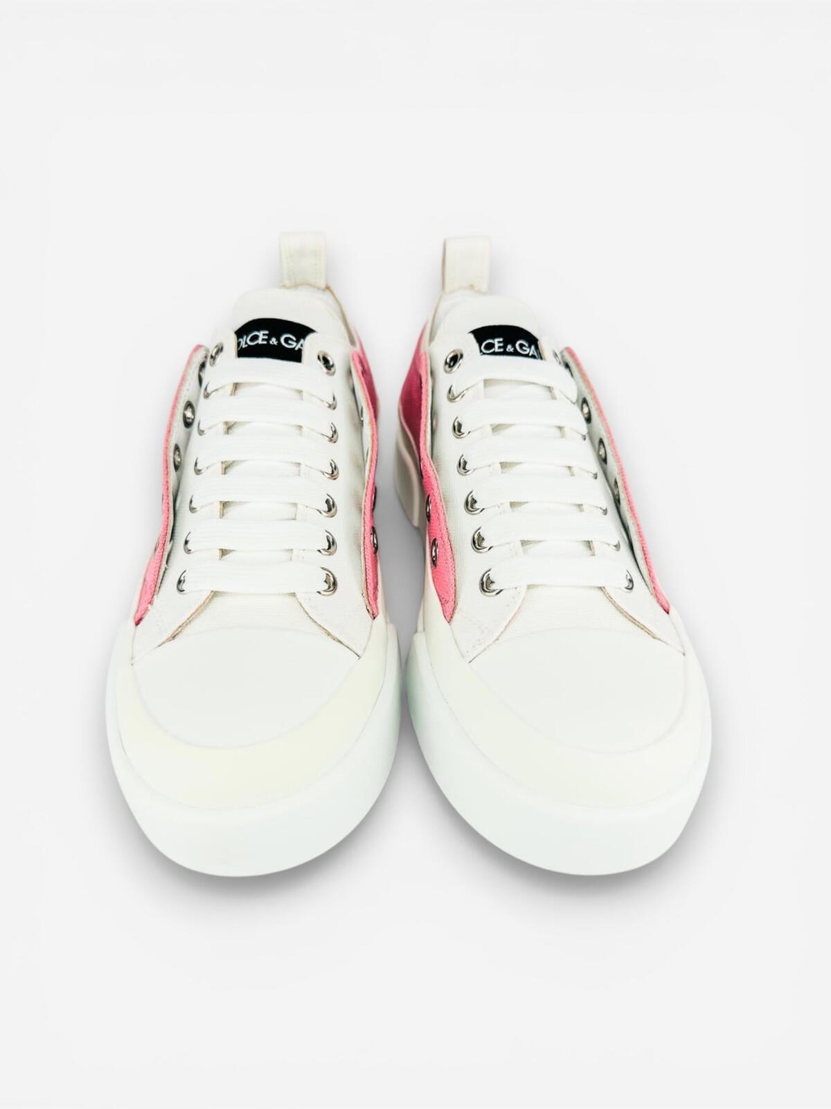 Dolce & Gabbana Portofino Layered White Pink DG Logo Sneaker EU 36 – view 4