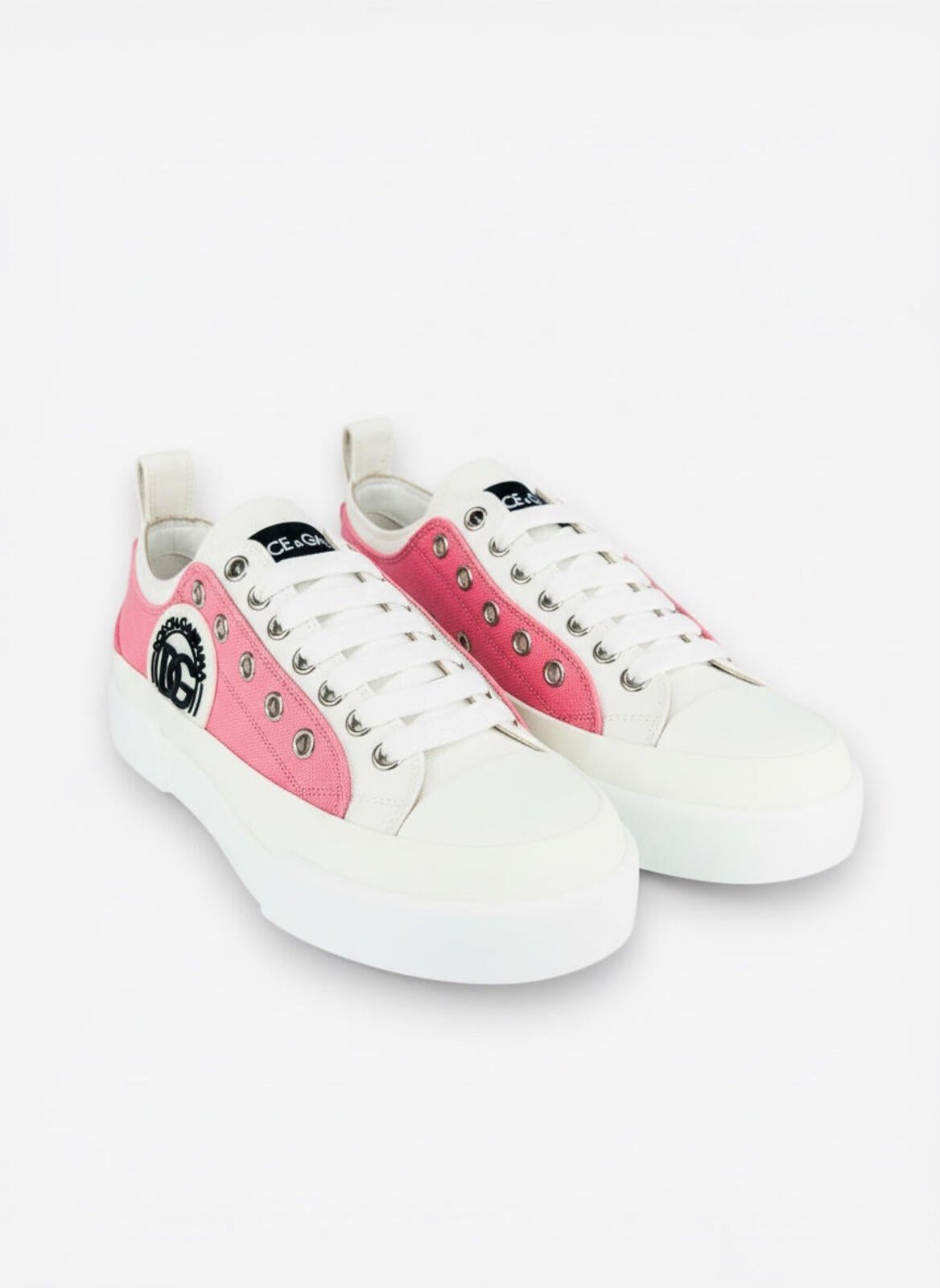 Dolce & Gabbana Portofino Layered White Pink DG Logo Sneaker EU 36 – view 5
