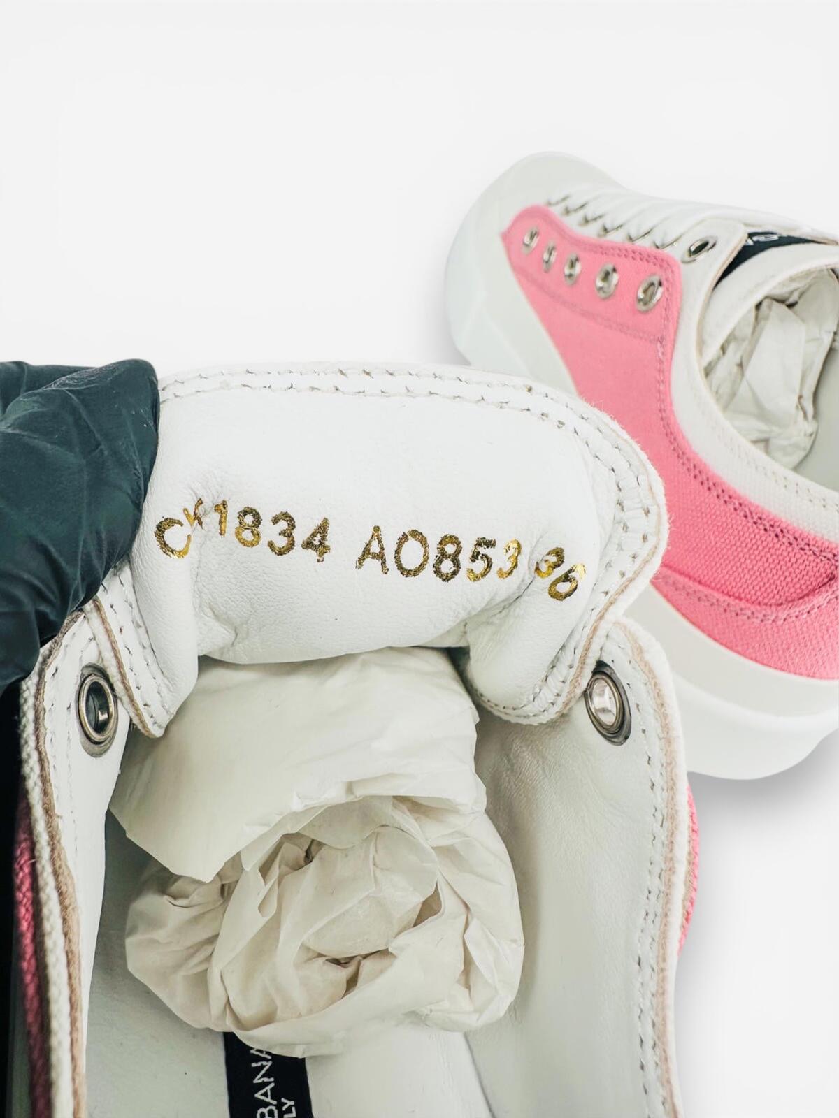 Dolce & Gabbana Portofino Layered White Pink DG Logo Sneaker EU 36 – view 7