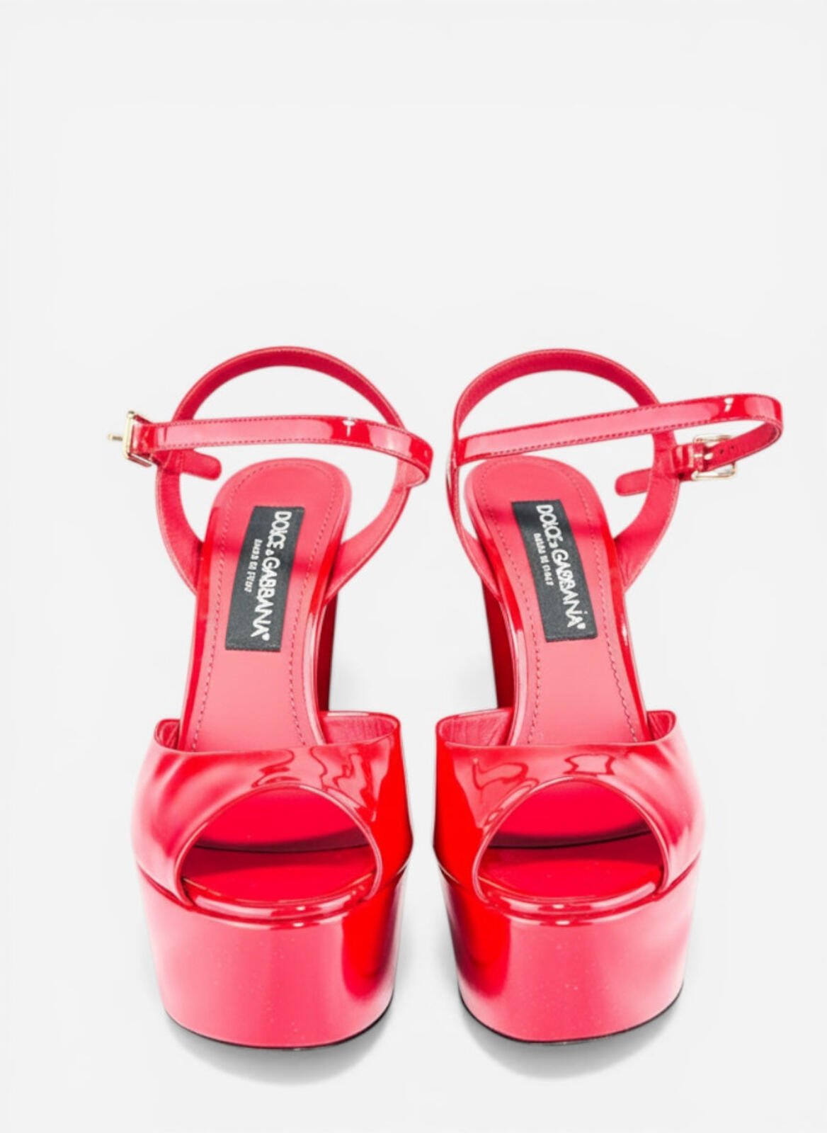 Dolce & Gabbana Red Patent Leather Platform Wedge Sandal EU 39 US 8 – view 3