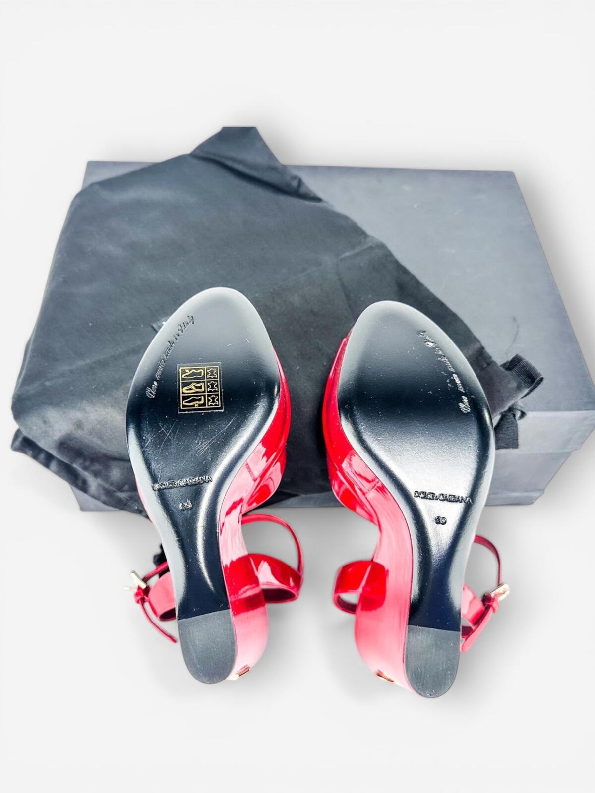 Dolce & Gabbana Red Patent Leather Platform Wedge Sandal EU 39 US 8 – view 5