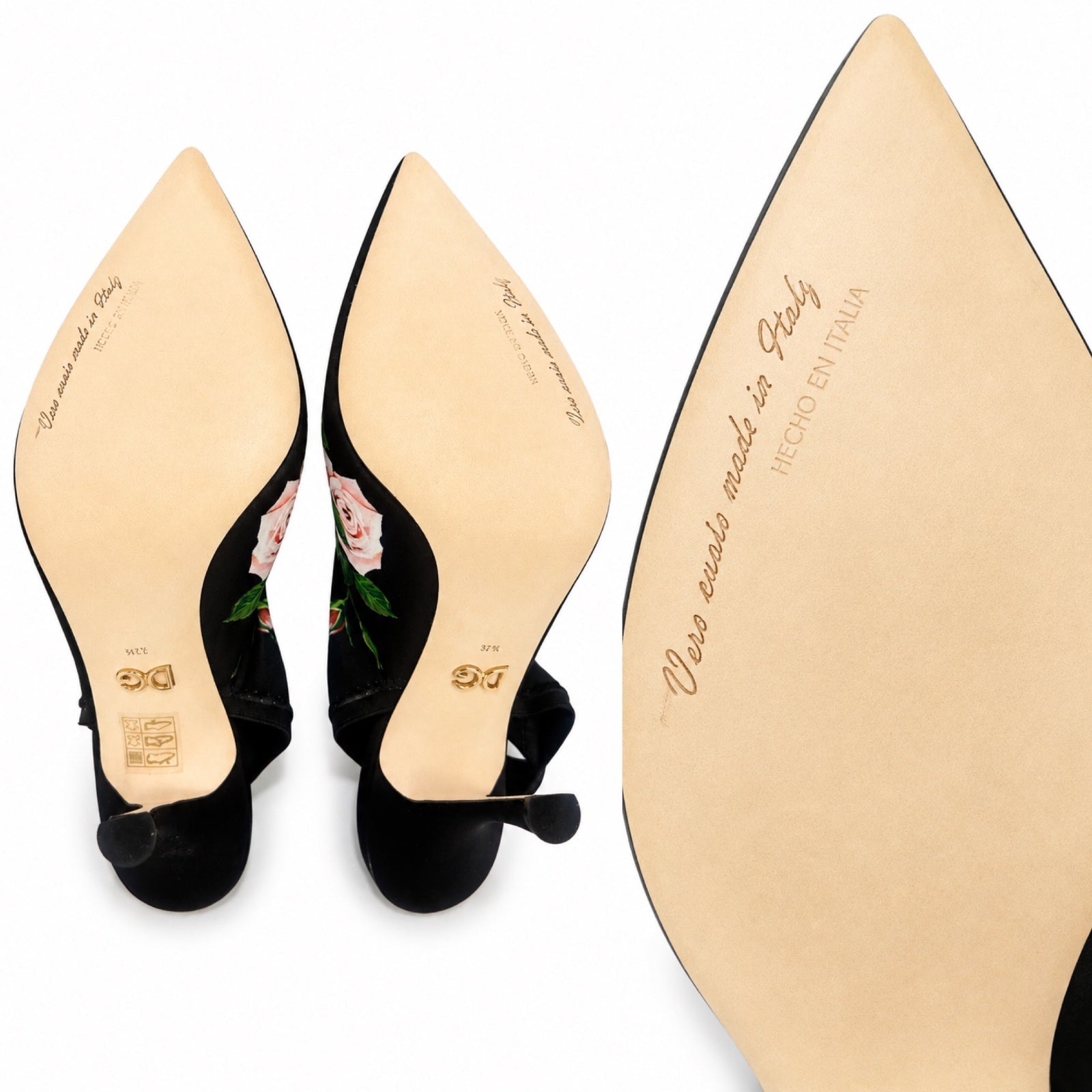 Dolce & Gabbana Dolce & Gabbana Rose Floral Jersey Slingback Pump Black EU 39.5 US 9.5 | NIB - Vestir