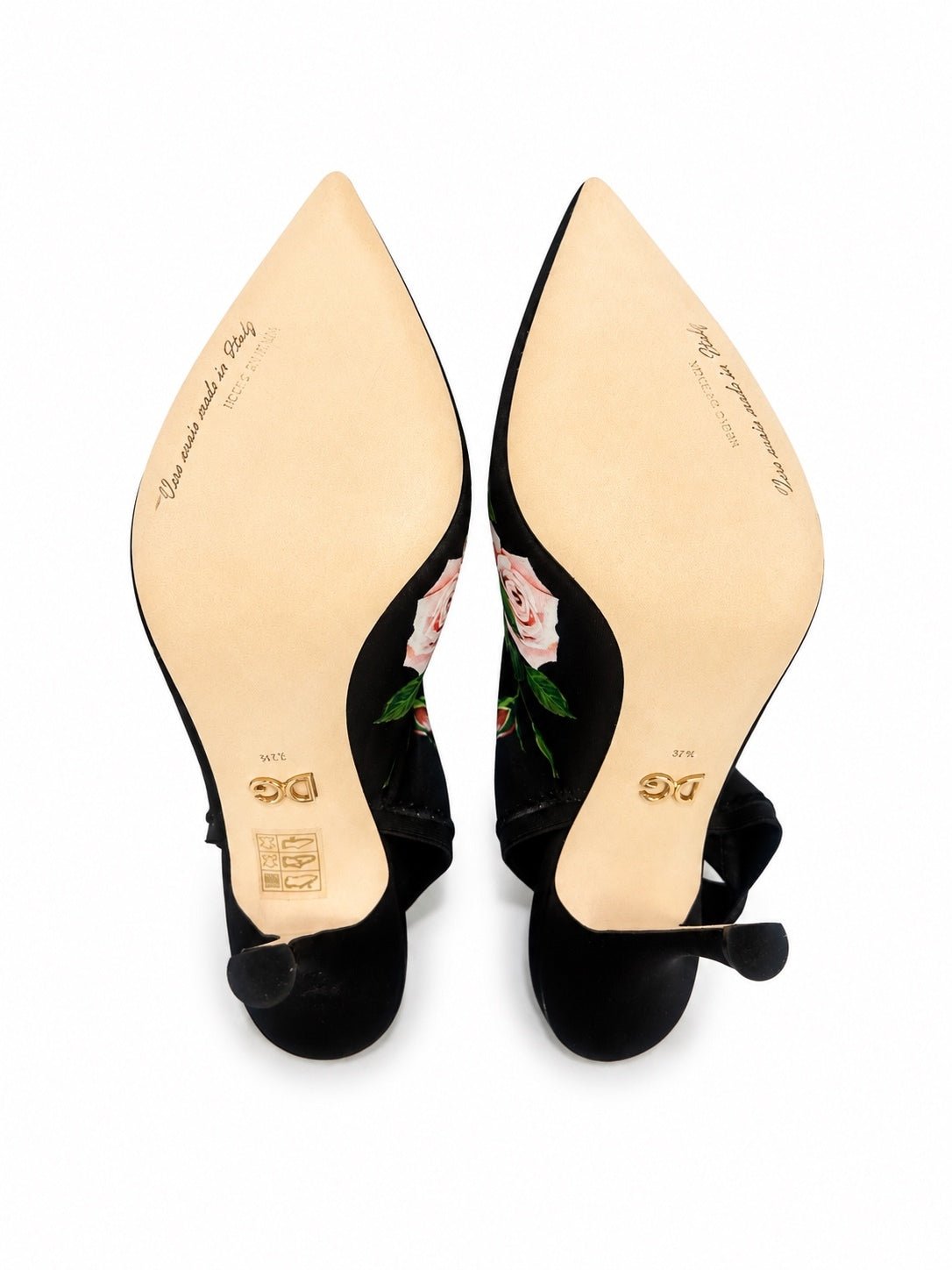Dolce & Gabbana Dolce & Gabbana Rose Floral Jersey Slingback Pump Black EU 39.5 US 9.5 | NIB - Vestir