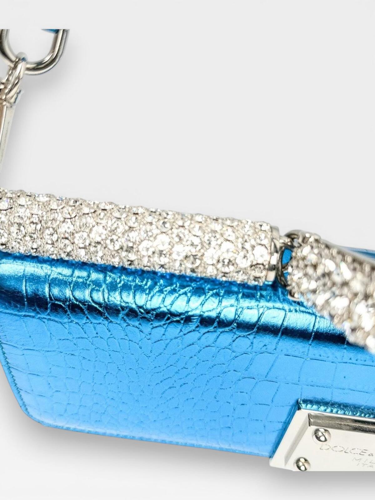 Dolce & Gabbana Sicily Rare Limited Edition Metallic Croc Light Blue – view 6